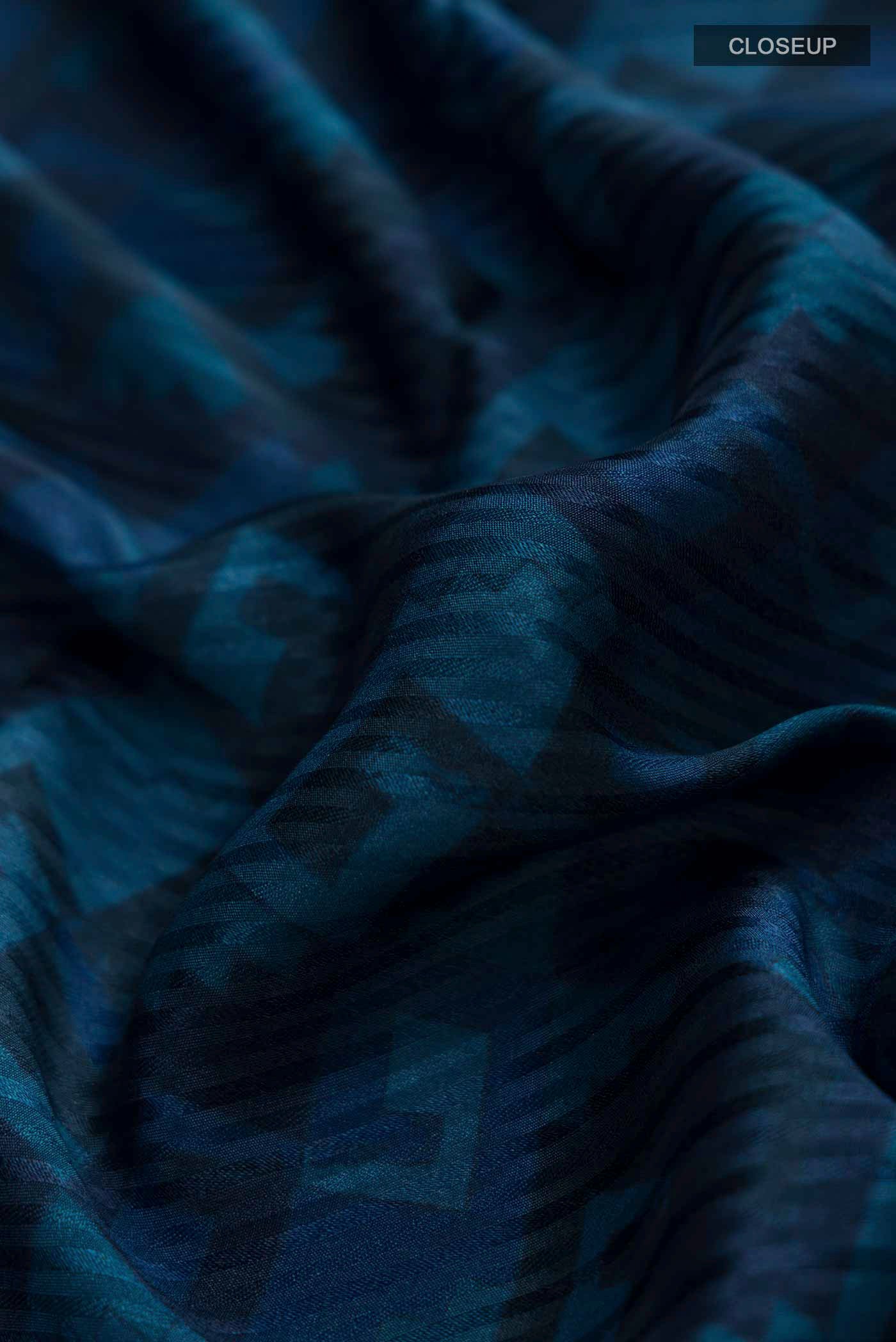 Blue Mysore Crepe Saree - Image 2