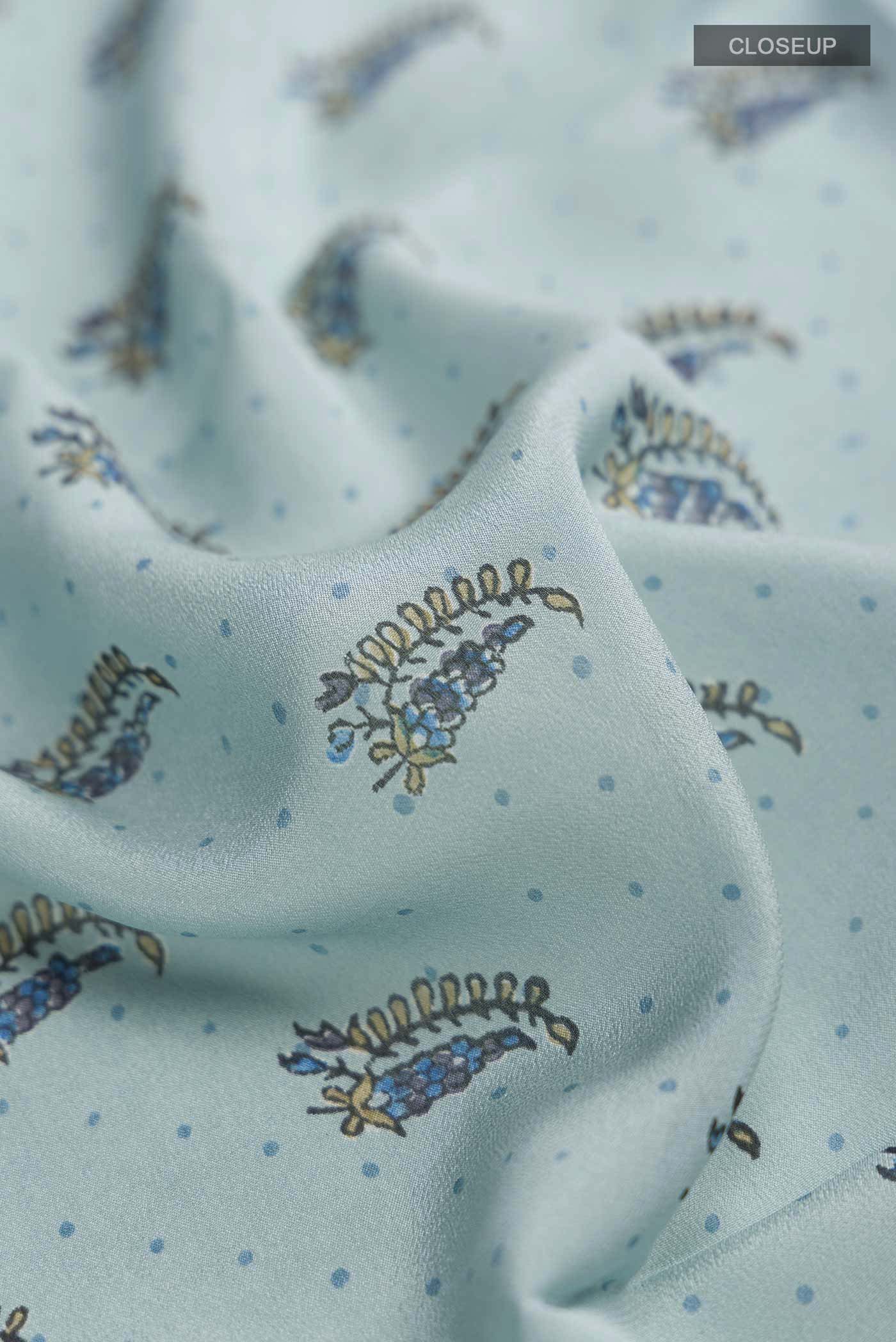 Blue Mysore Crepe Saree - Image 2