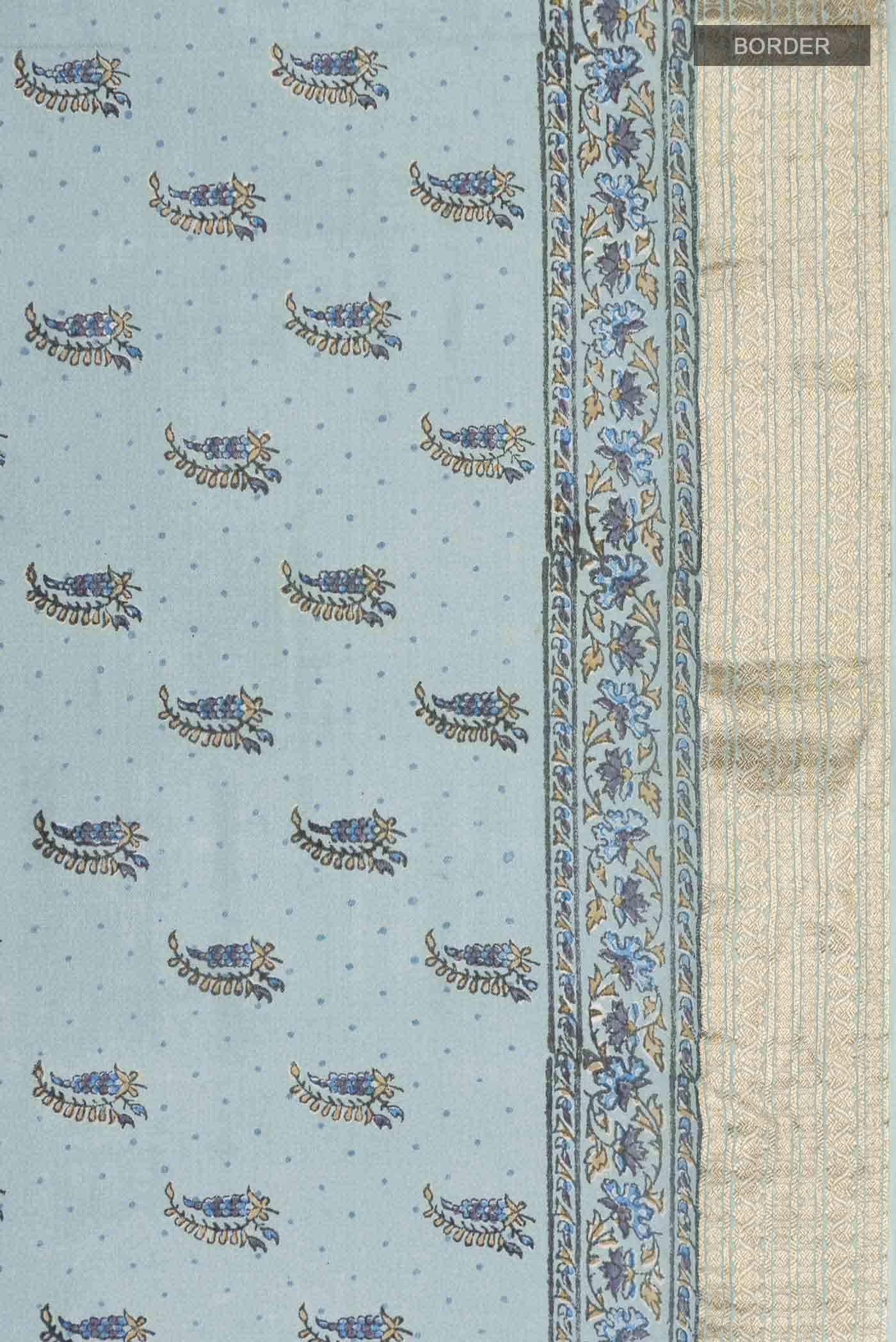 Blue Mysore Crepe Saree - Image 3