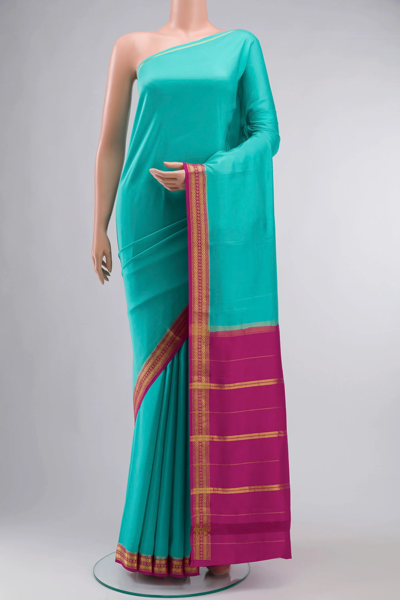 Blue Mysore Crepe Saree
