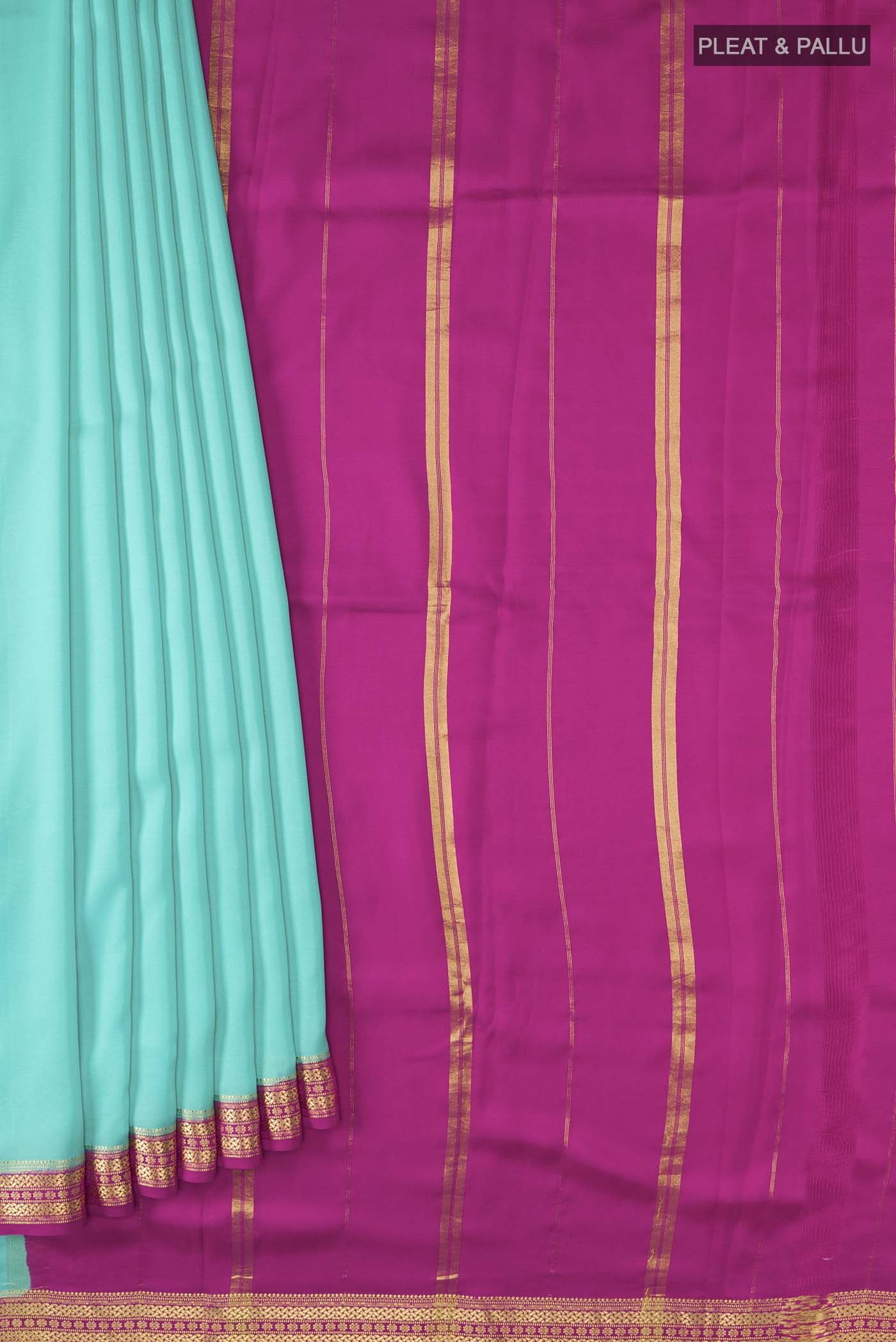 Blue Mysore Crepe Saree - Image 4