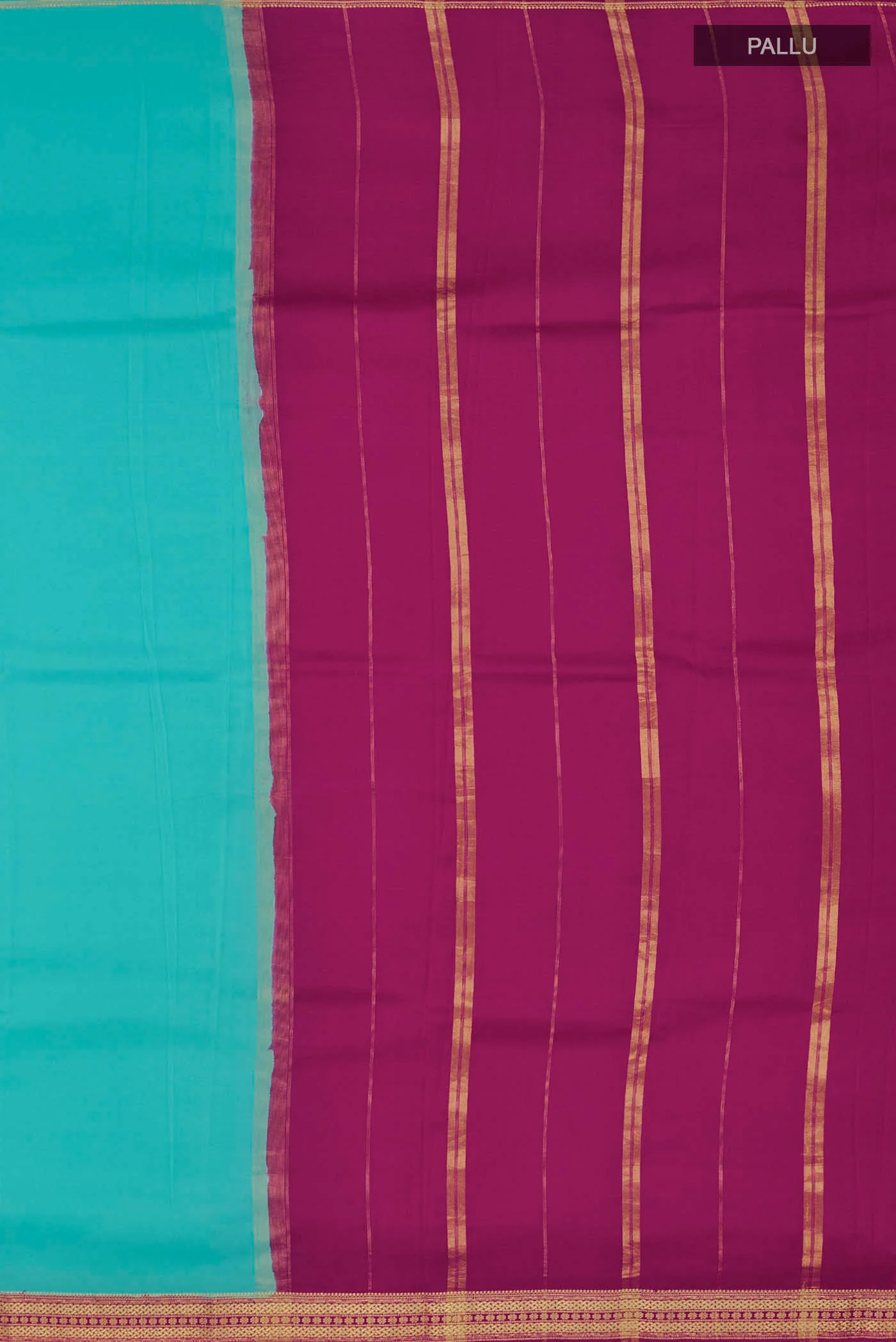 Blue Mysore Crepe Saree - Image 7