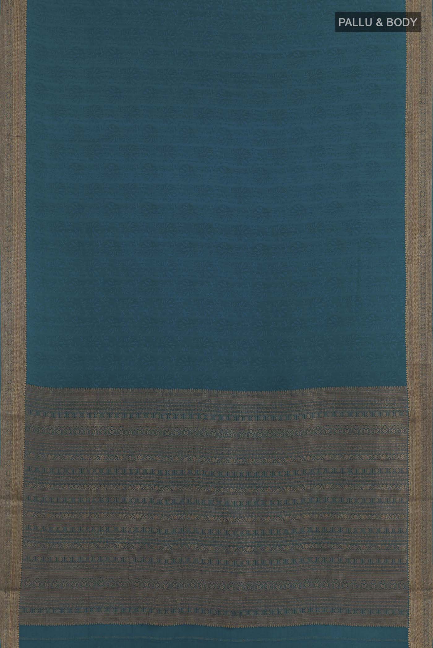 Blue Mysore Crepe Saree - Image 3