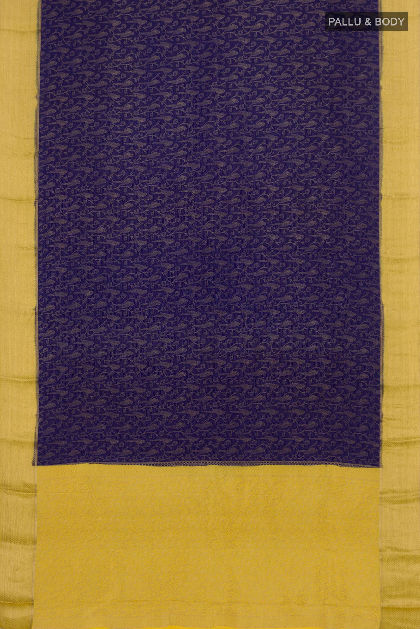Dark Blue Mysore Crepe Saree - Image 5