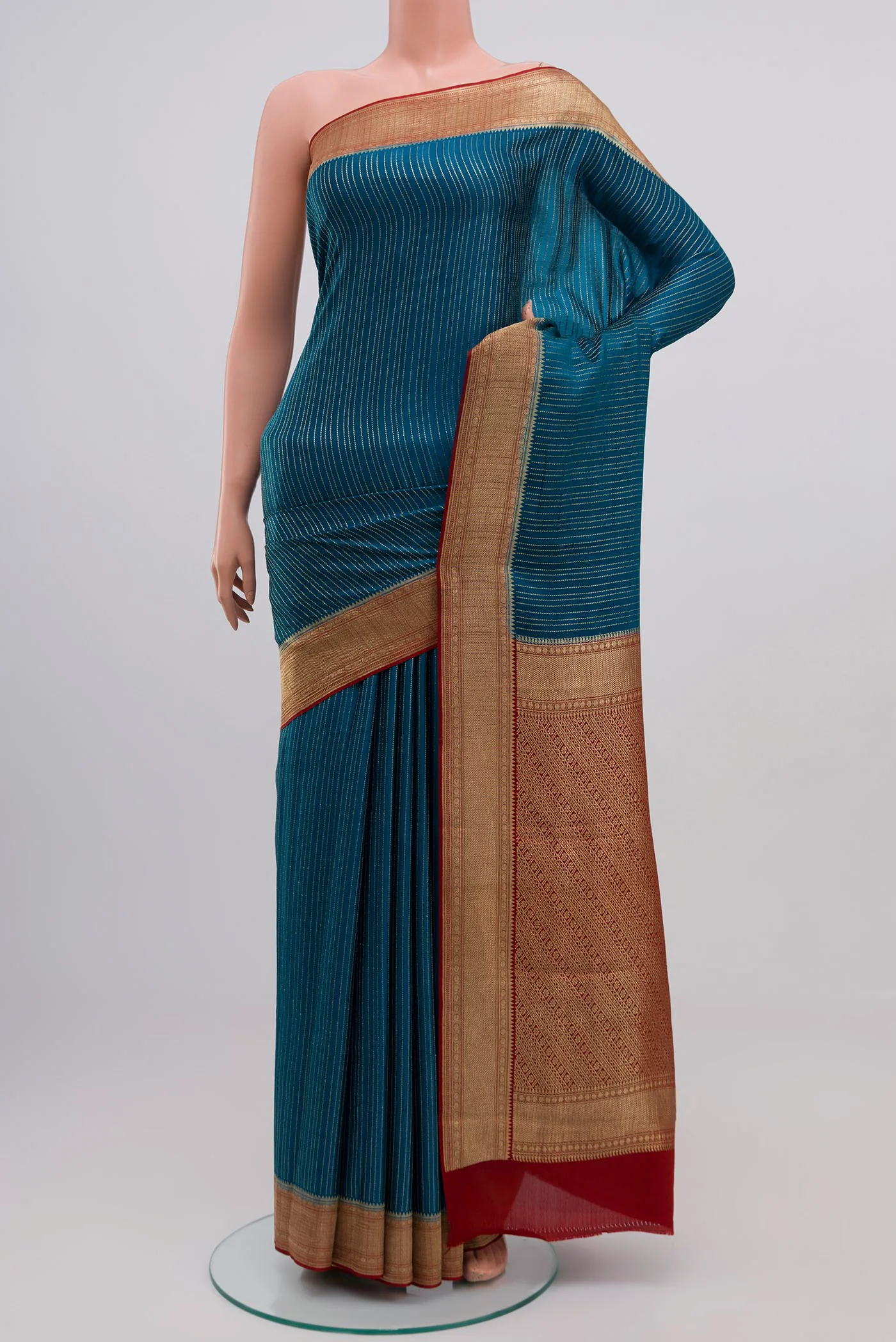 Blue Mysore Crepe Saree