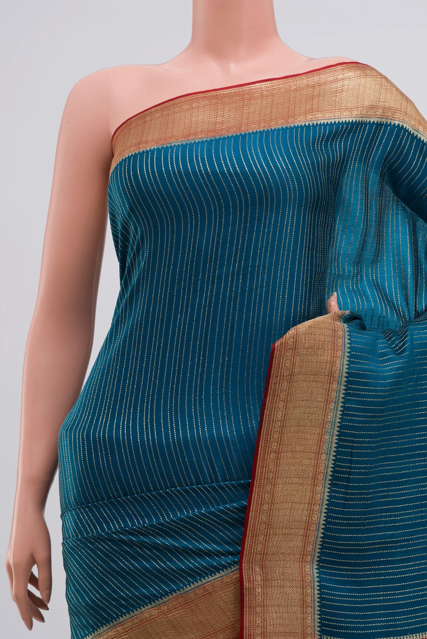 Blue Mysore Crepe Saree - Image 2
