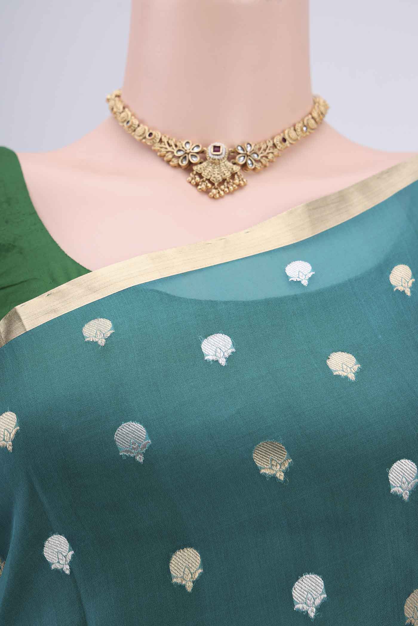Multi Color Banarasi Kora Silk Saree - Image 2