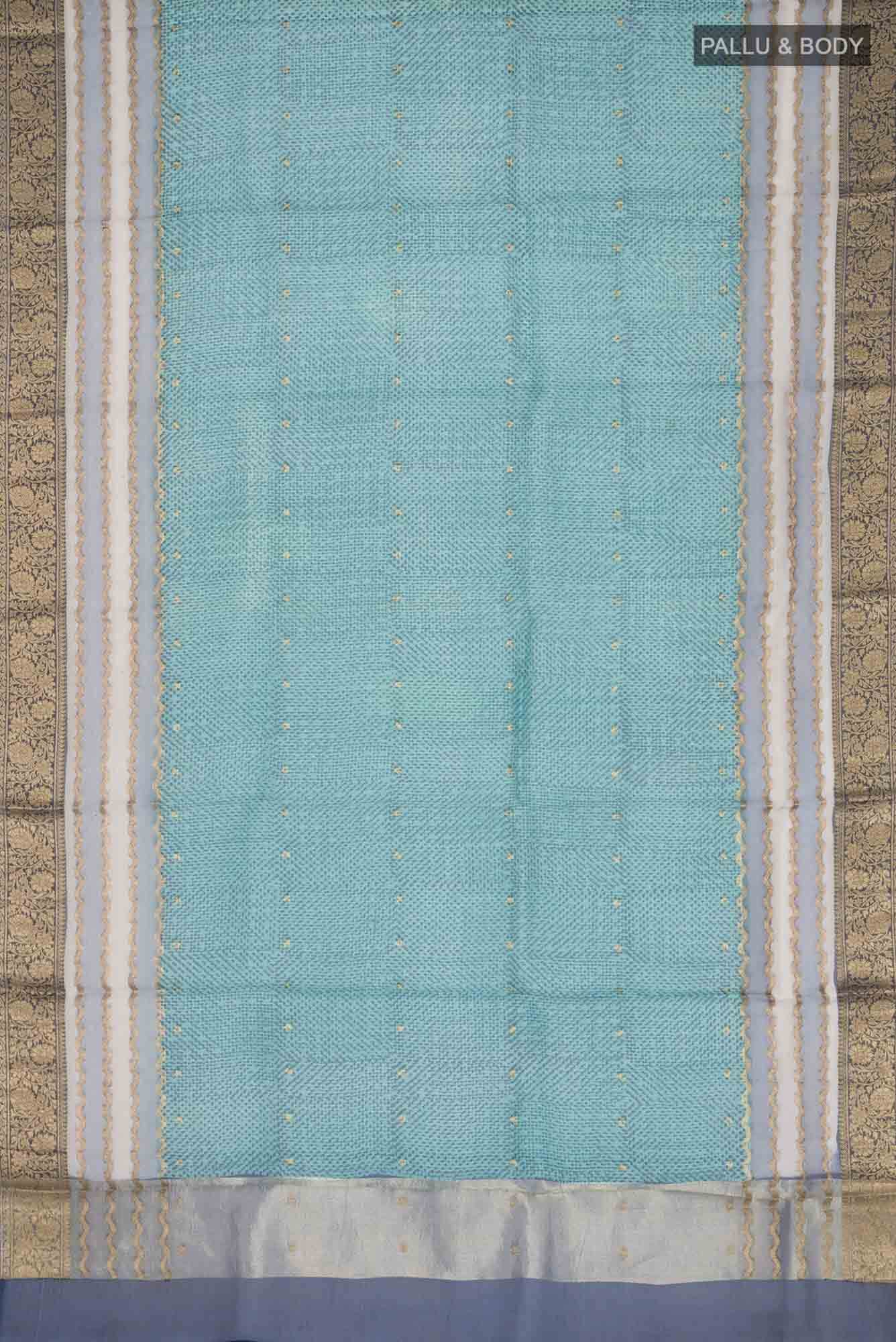 Blue Organza Silk Saree - Image 3