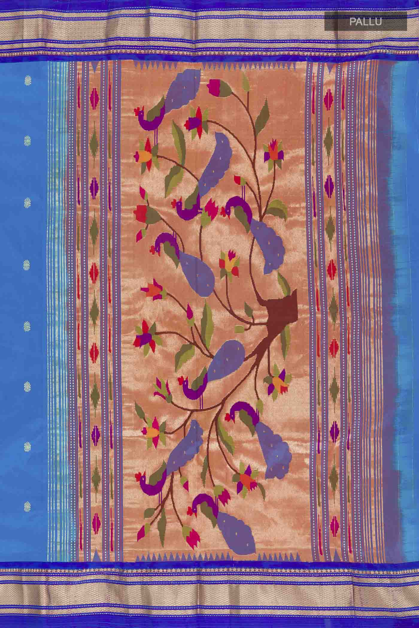 Blue Paithani Silk Saree - Image 7