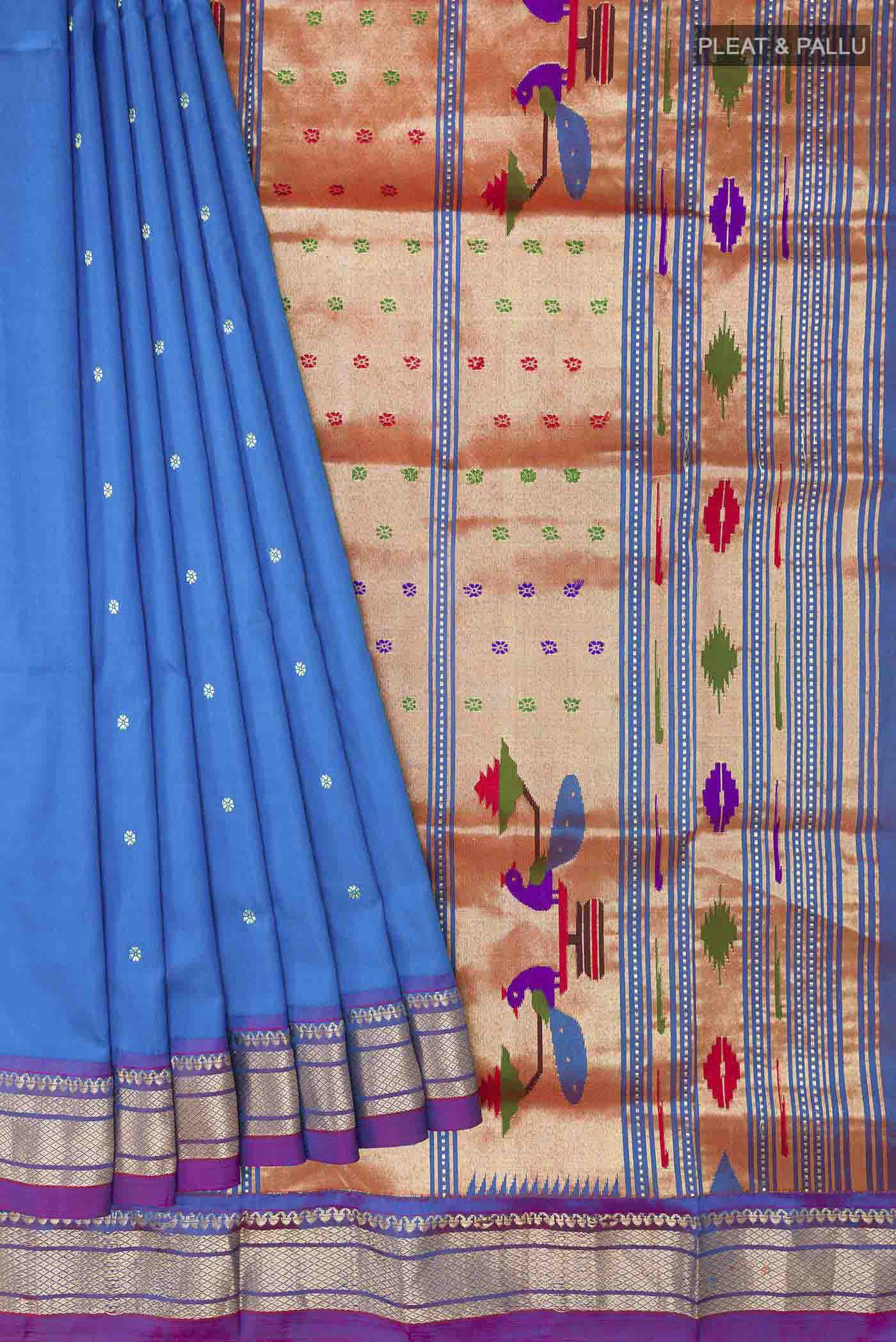 Blue Paithani Silk Saree - Image 4