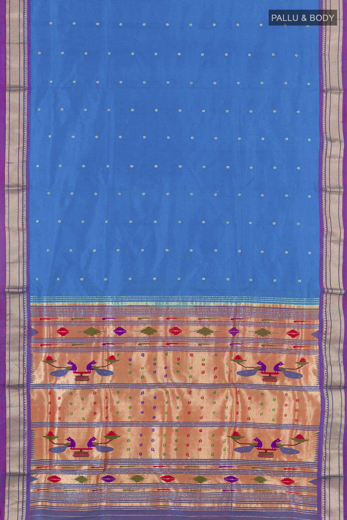 Blue Paithani Silk Saree - Image 6