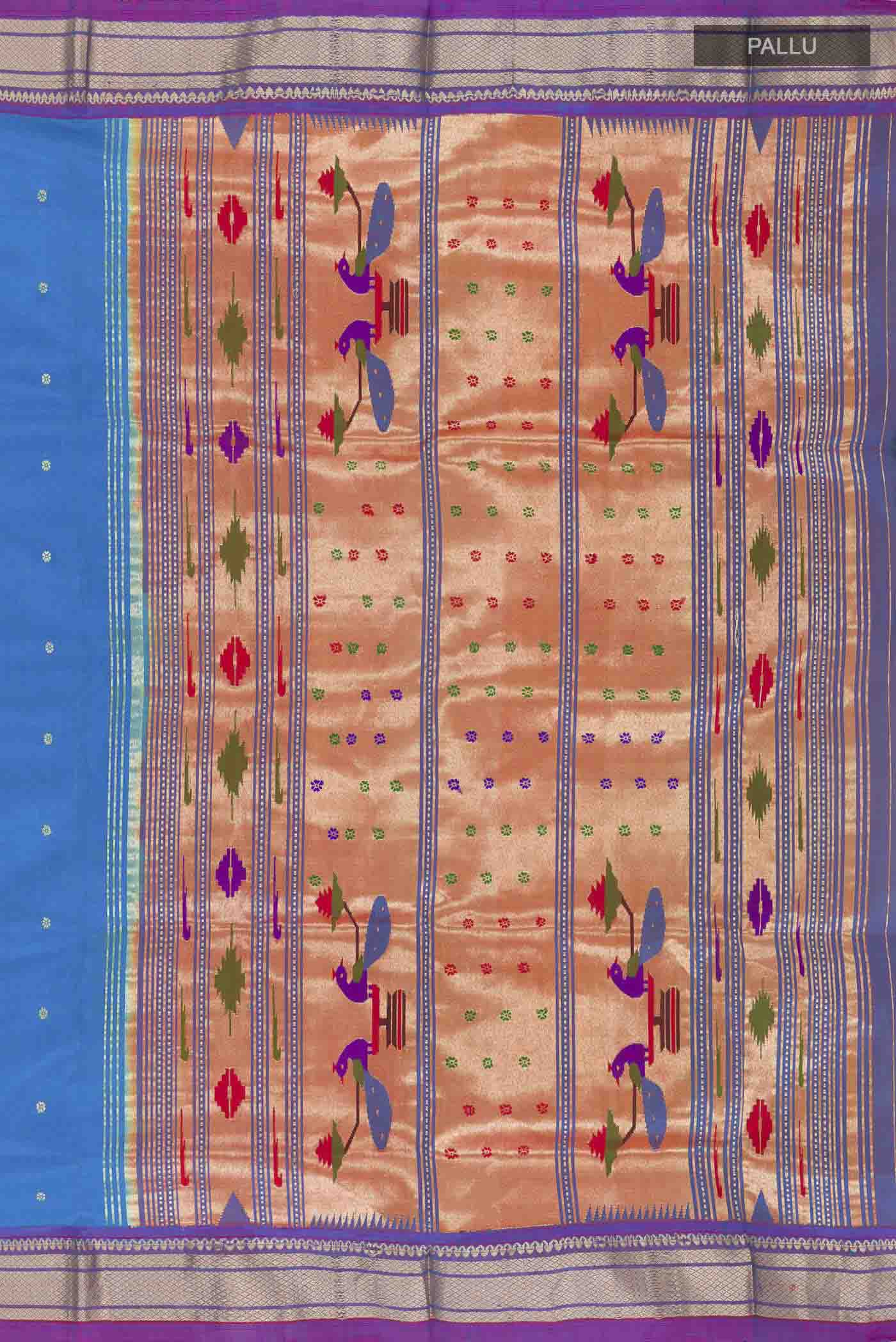Blue Paithani Silk Saree - Image 7