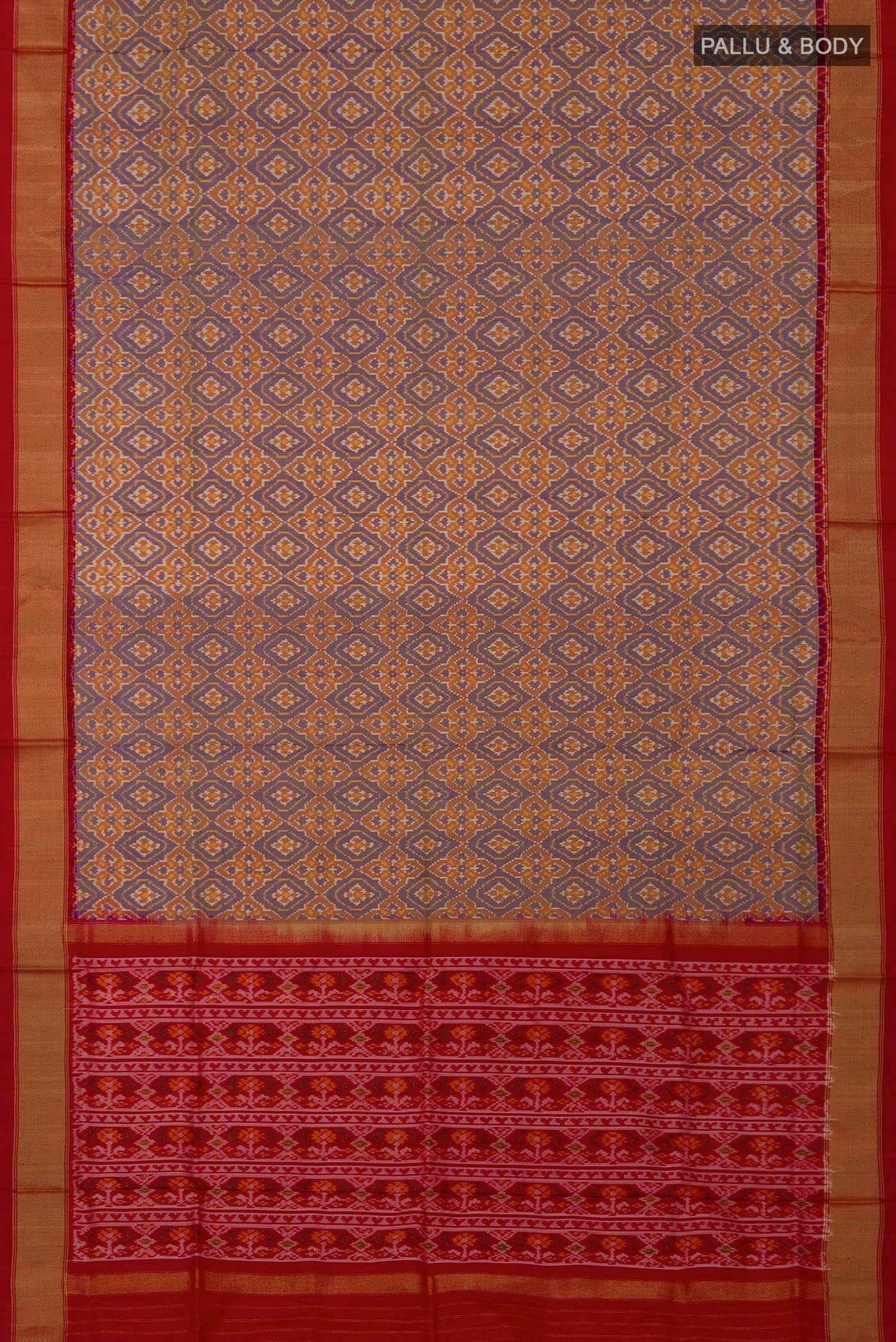 Lavender Pochampally Silk Saree - Image 5