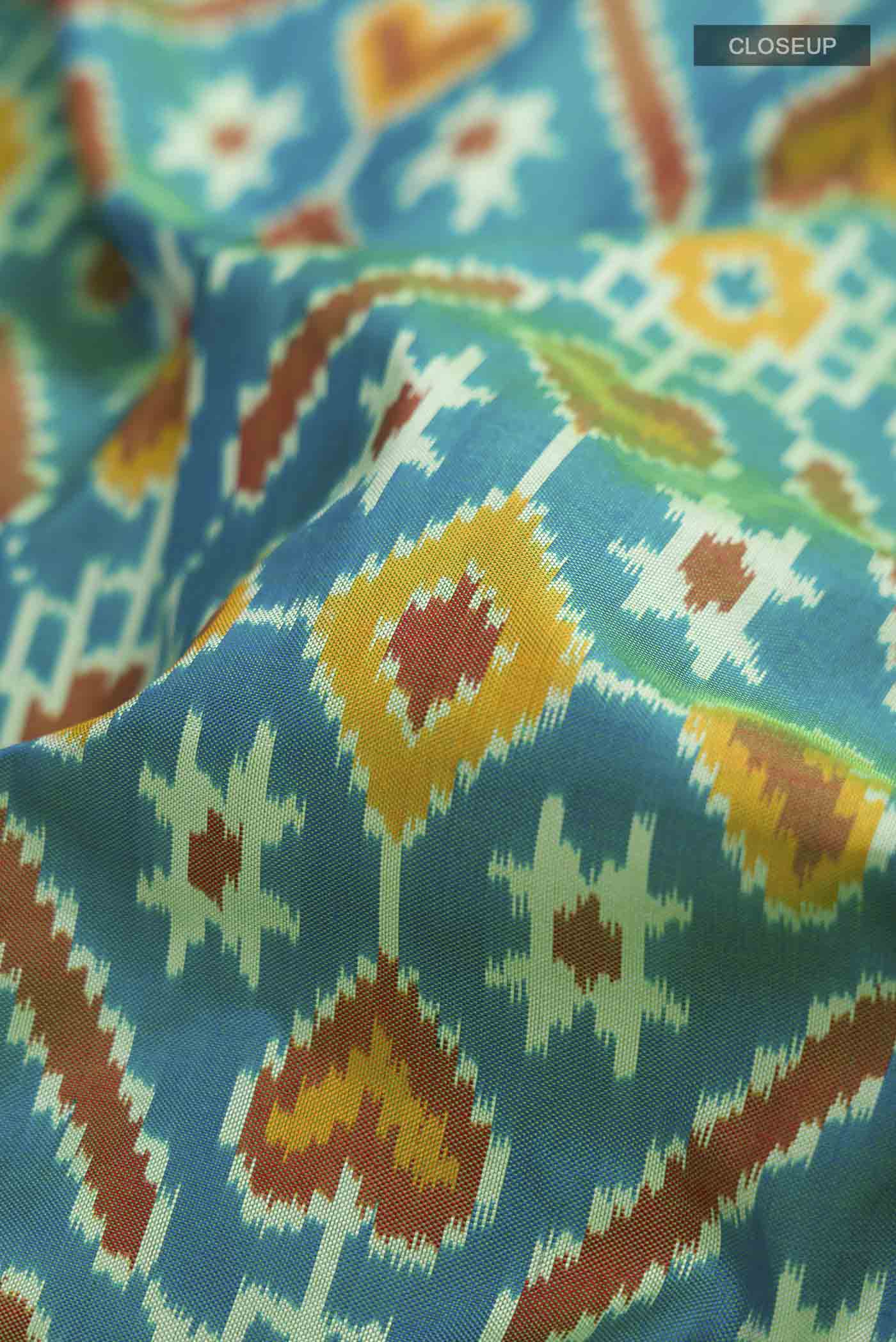 Blue Pochampally Silk Saree - Image 2