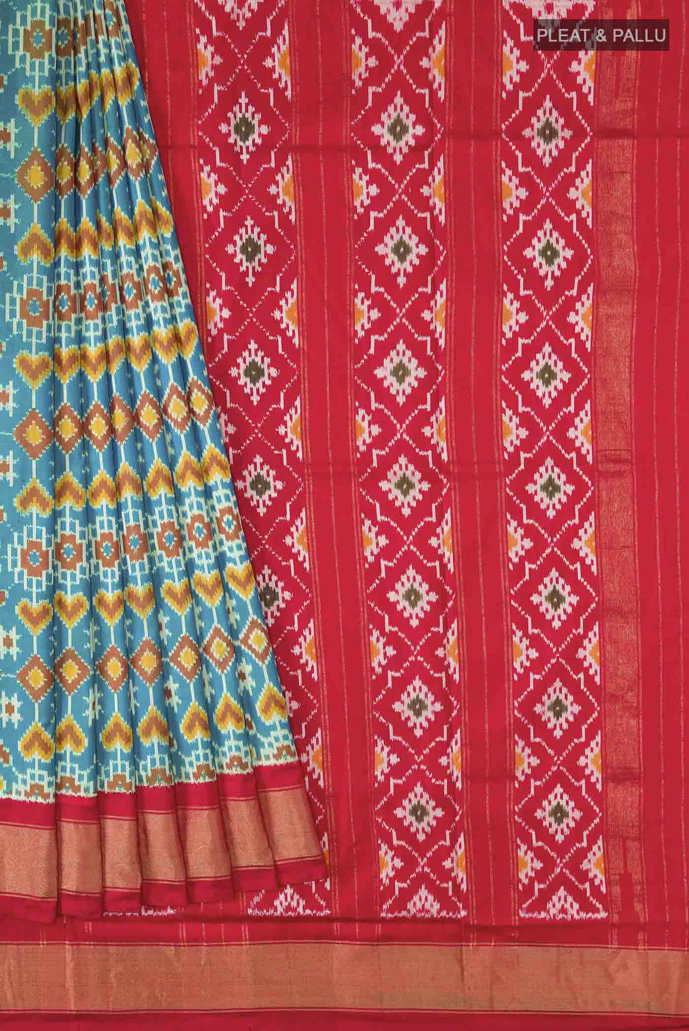 Blue Pochampally Silk Saree - Image 4