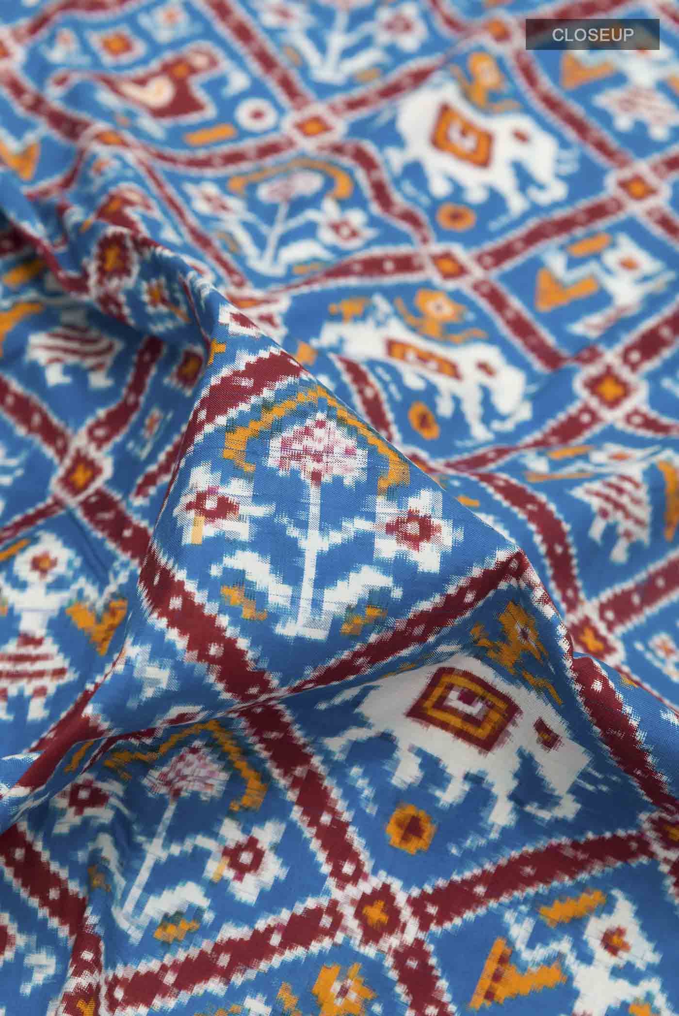 Blue Pochampally Silk Saree - Image 2