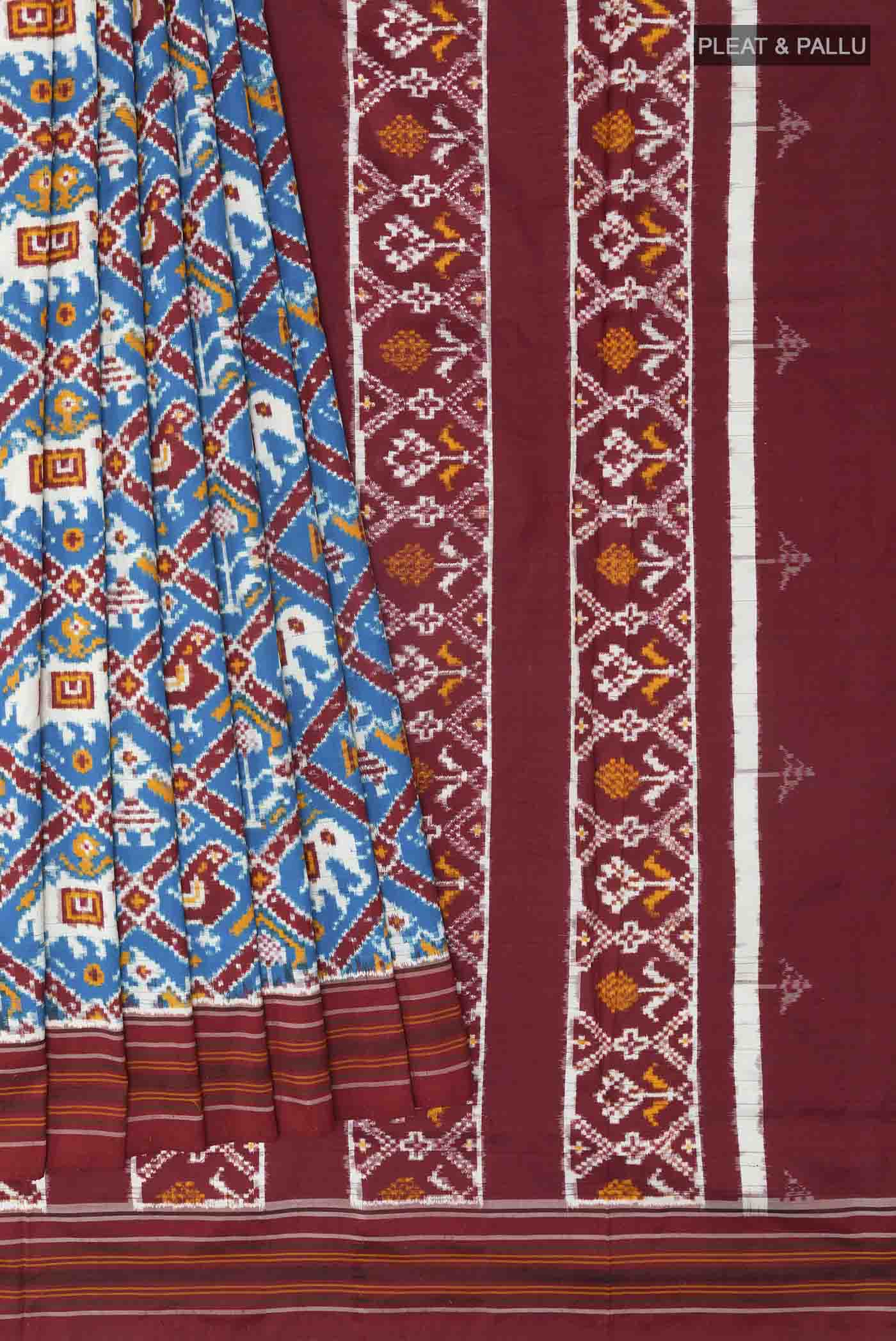Blue Pochampally Silk Saree - Image 4