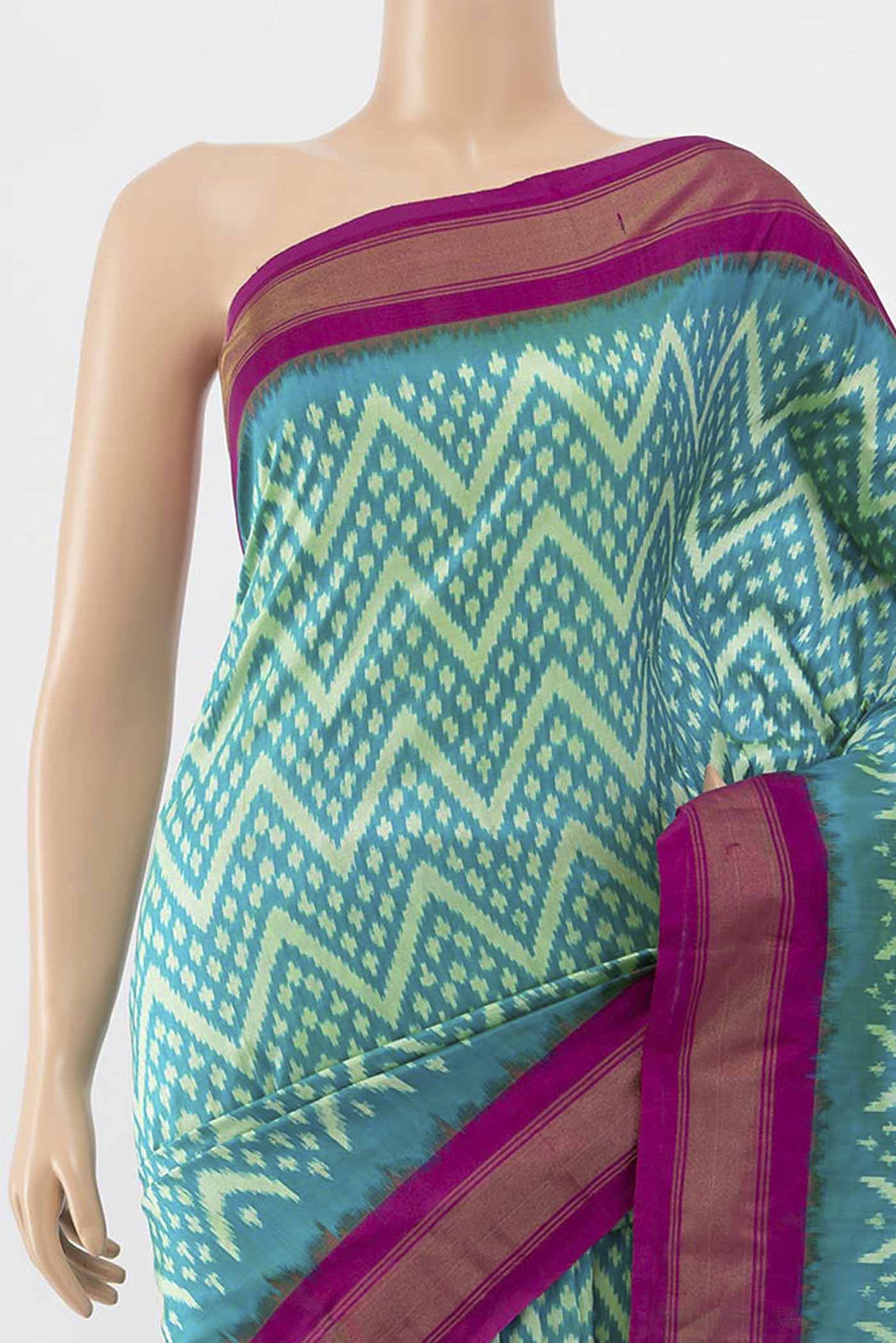 Blue Pochampally Silk Saree - Image 2