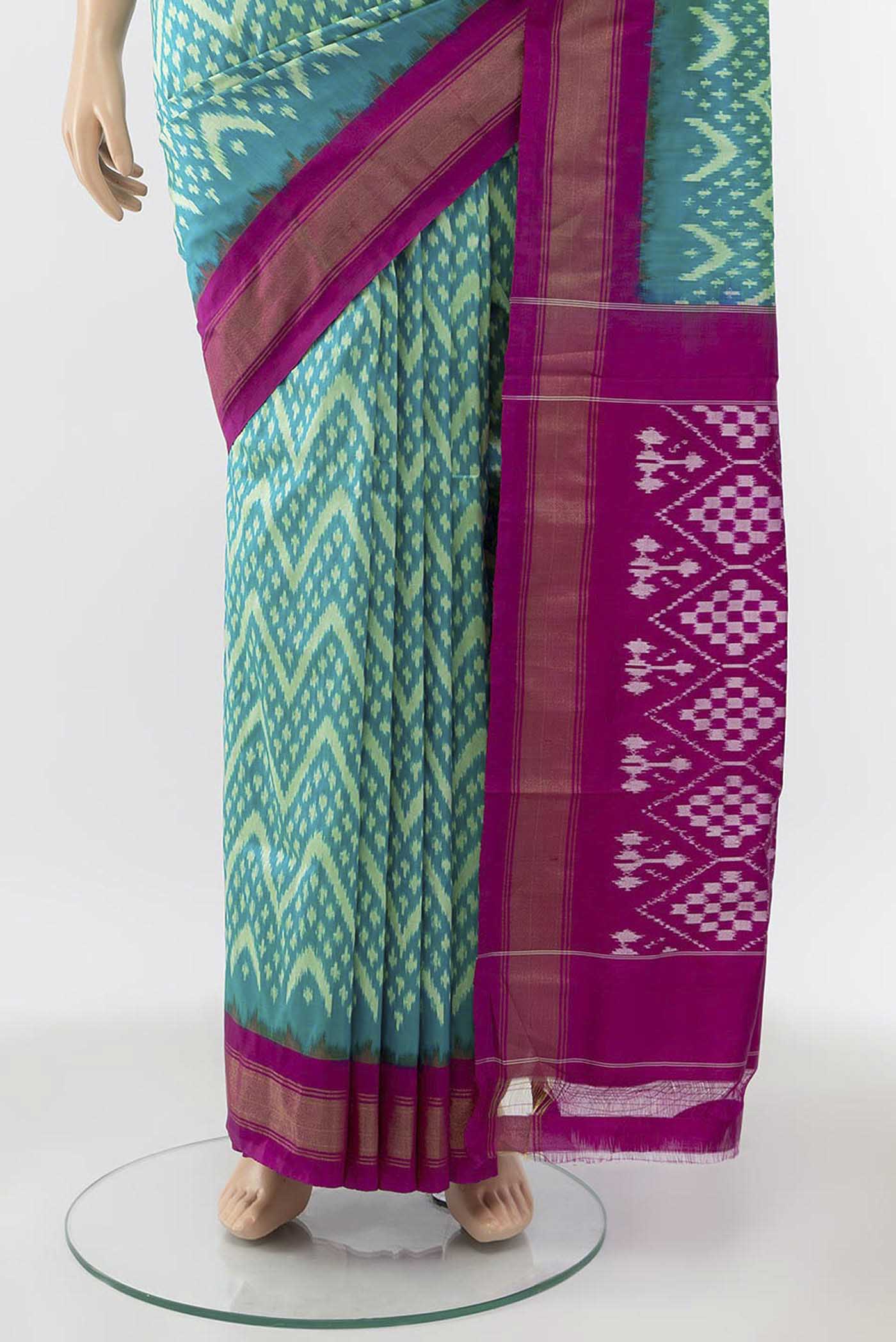 Blue Pochampally Silk Saree - Image 3