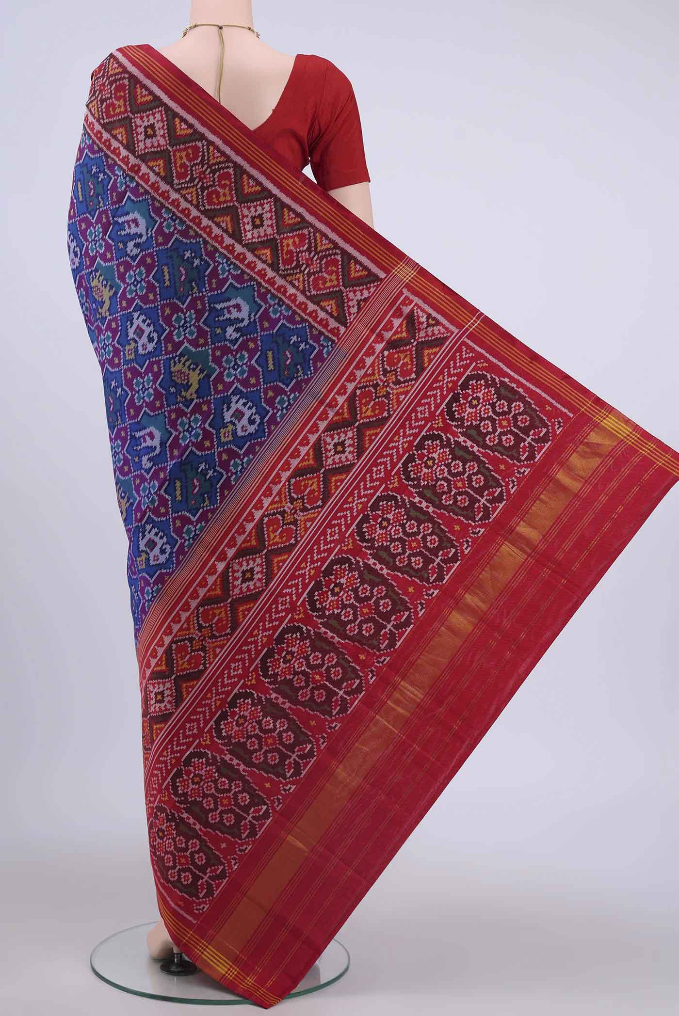 Blue Pochampally Silk Saree - Image 3
