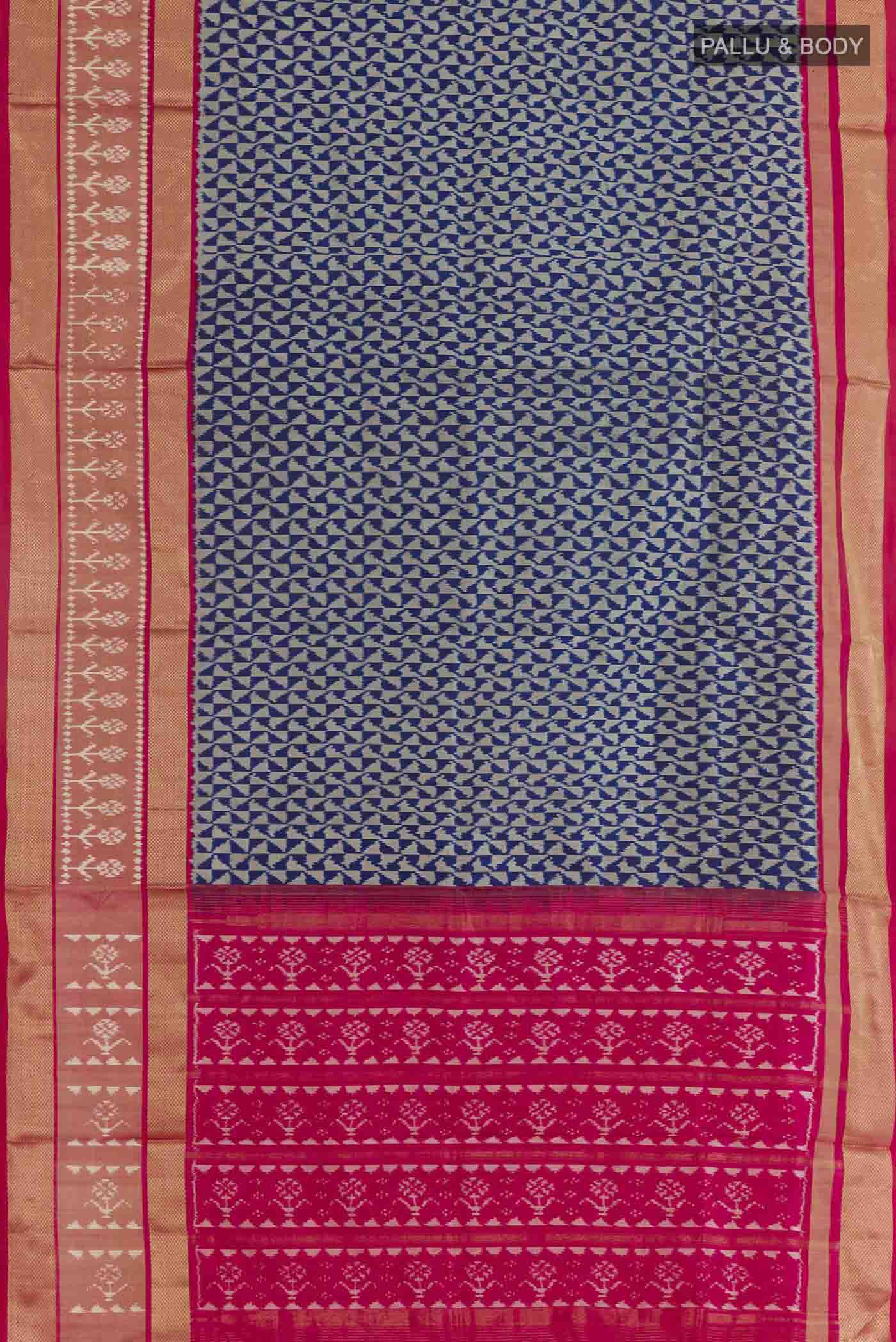 Blue Pochampally Silk Saree - Image 3