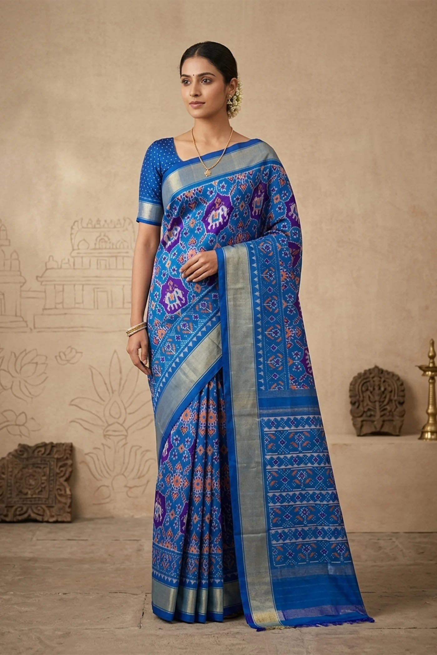Blue Pochampally Silk Saree