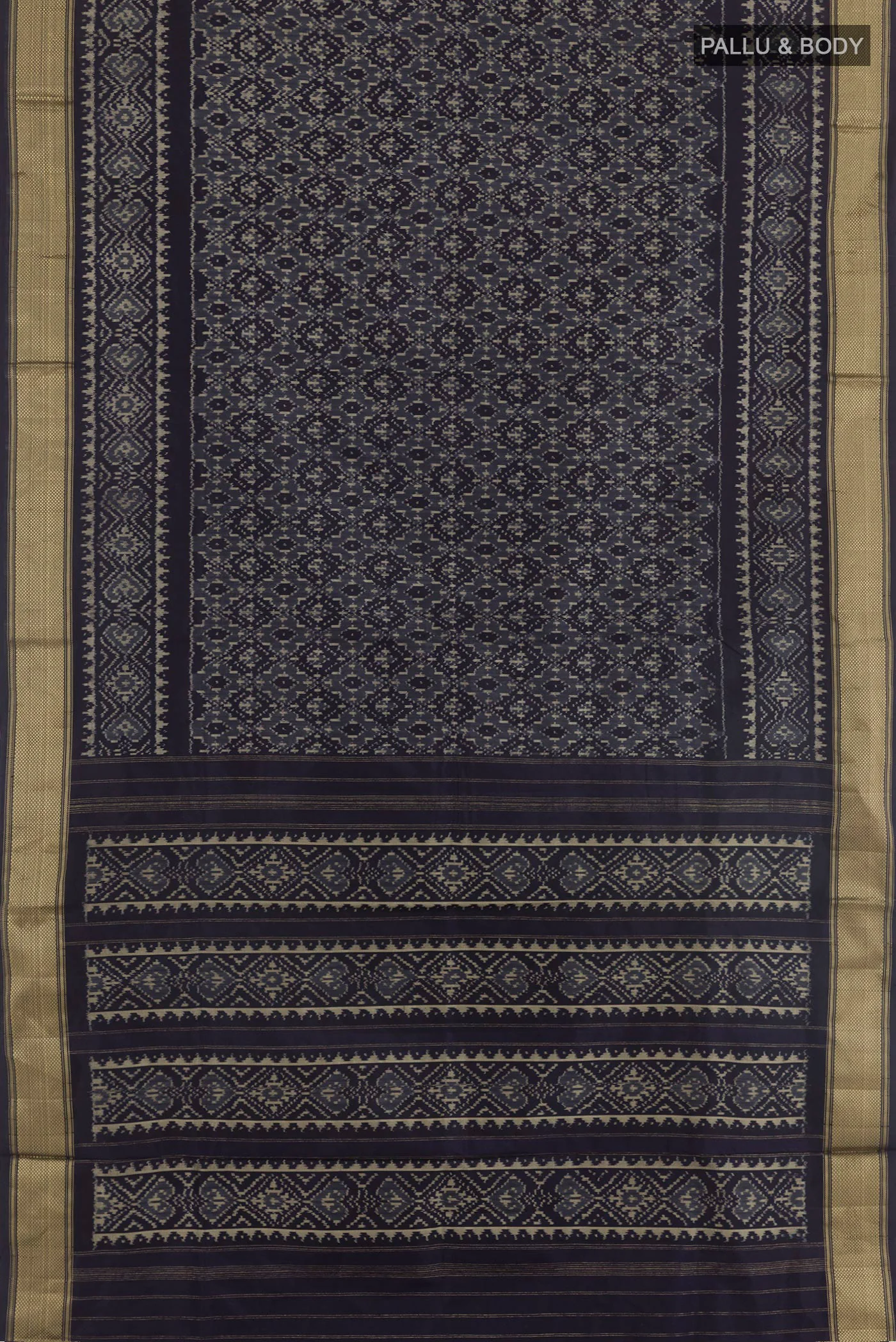 Grey Pochampally Silk Saree - Image 3