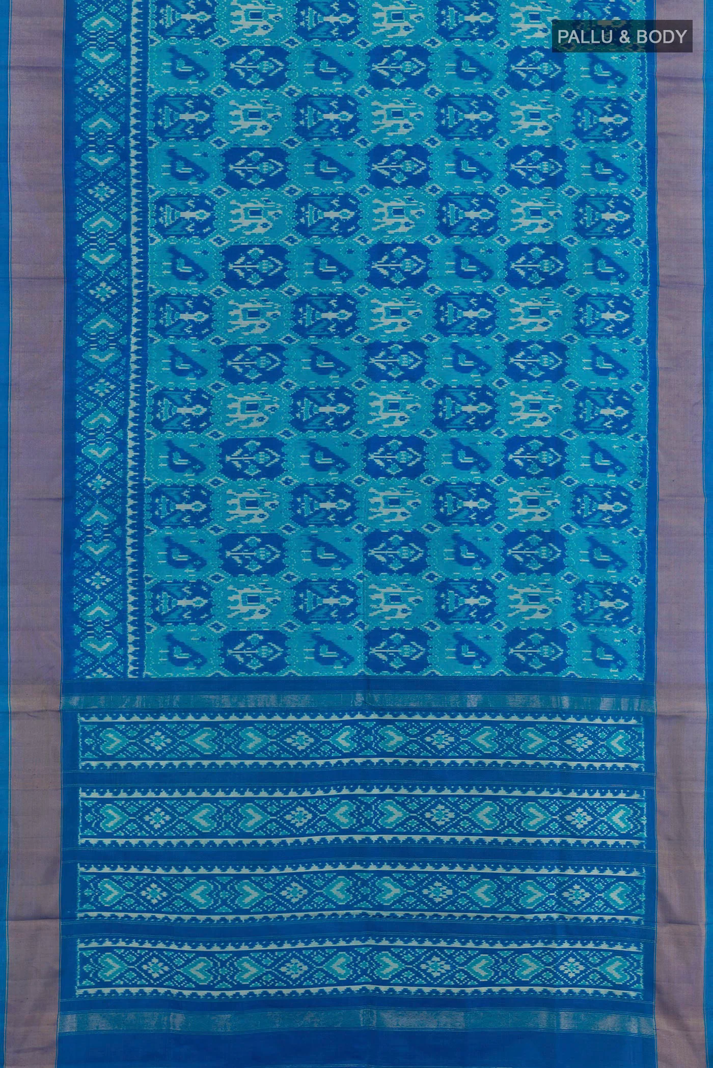 Blue Pochampally Silk Saree - Image 3