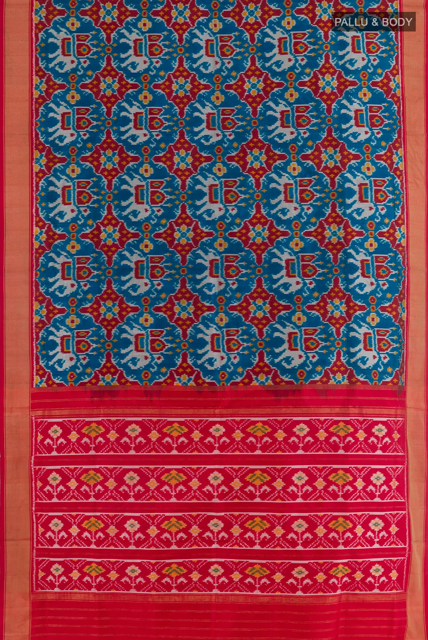 Blue Pochampally Silk Saree - Image 3