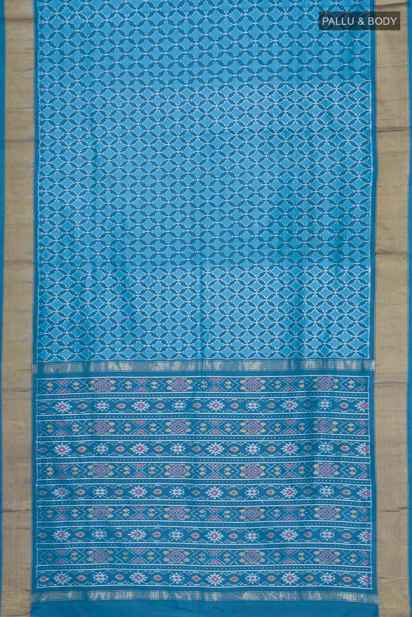 Blue Pochampally Silk Saree - Image 4