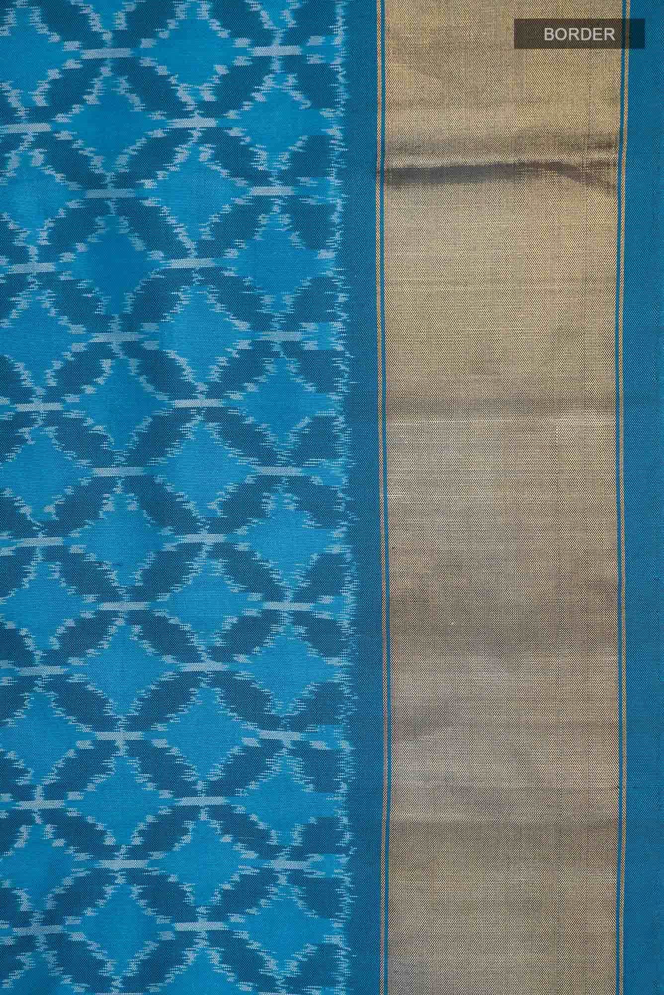 Blue Pochampally Silk Saree - Image 5