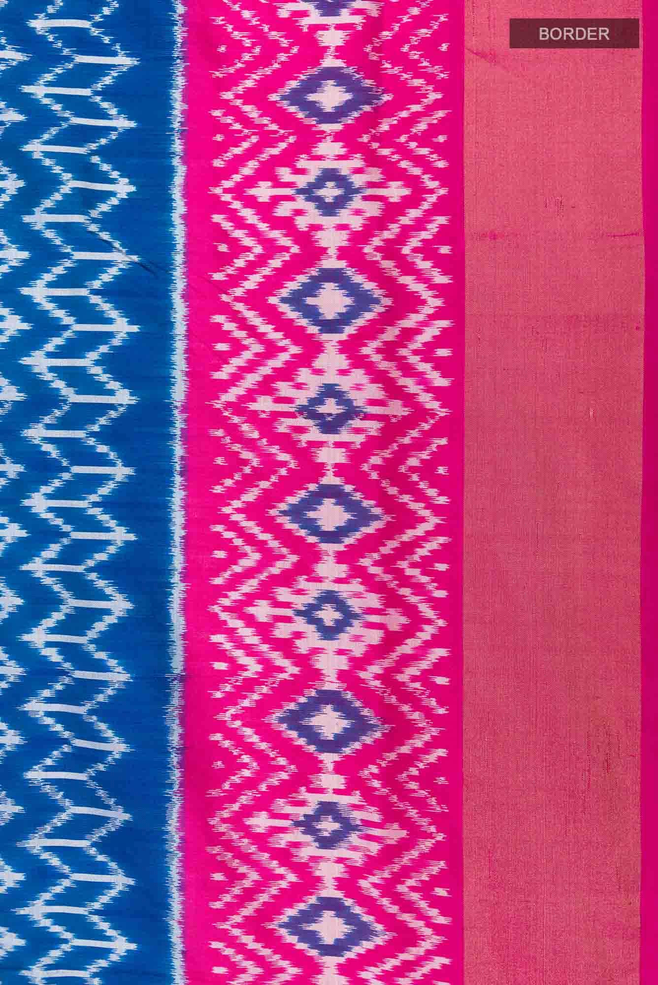 Blue Pochampally Silk Saree - Image 4