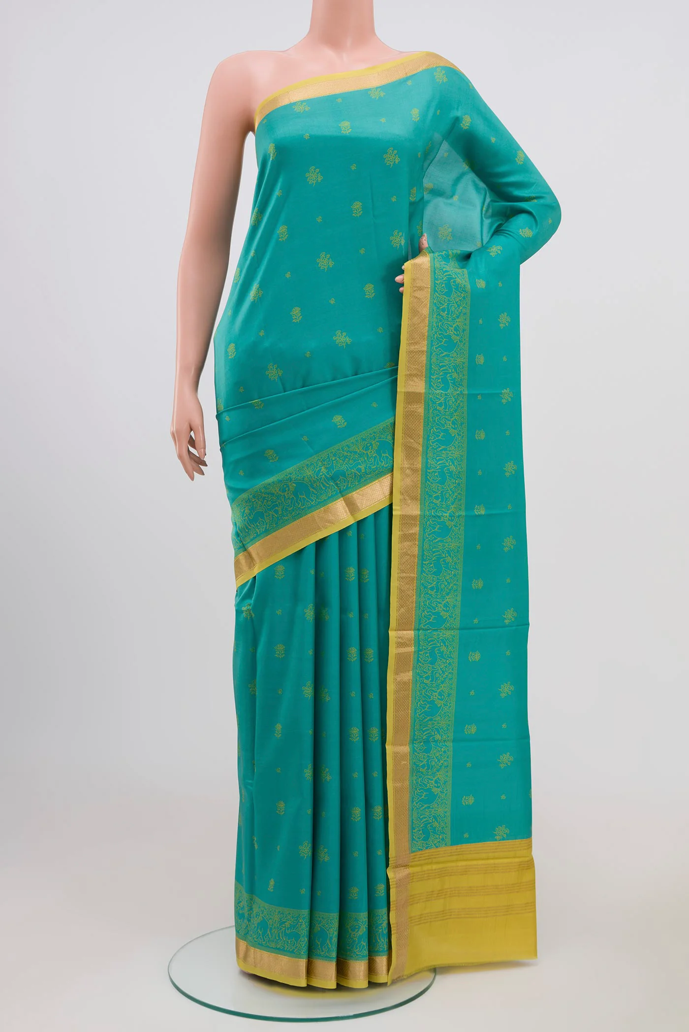 Sky Blue Printed Silk Saree
