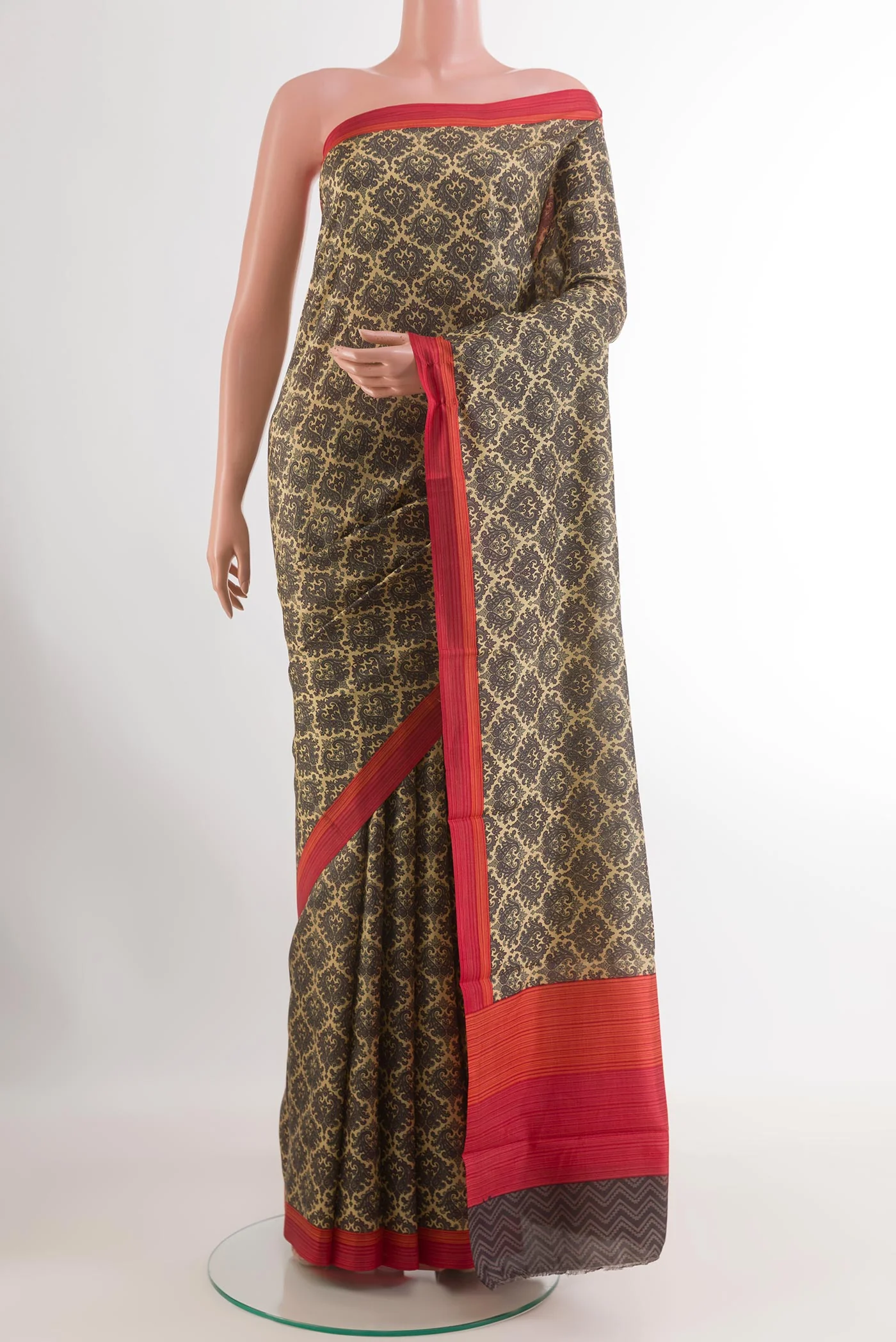 Blue Printed Silk Saree