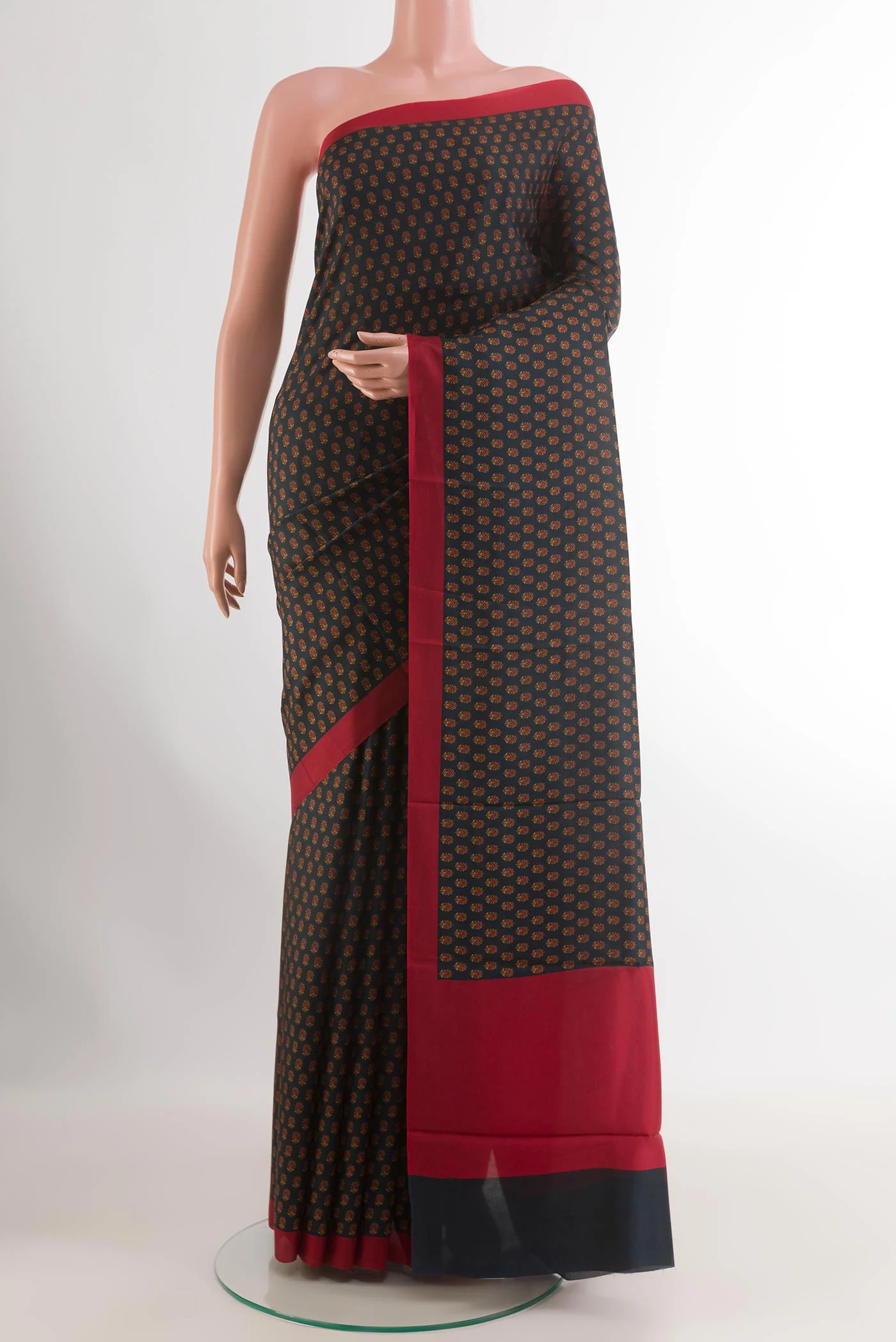Black Printed Silk Saree