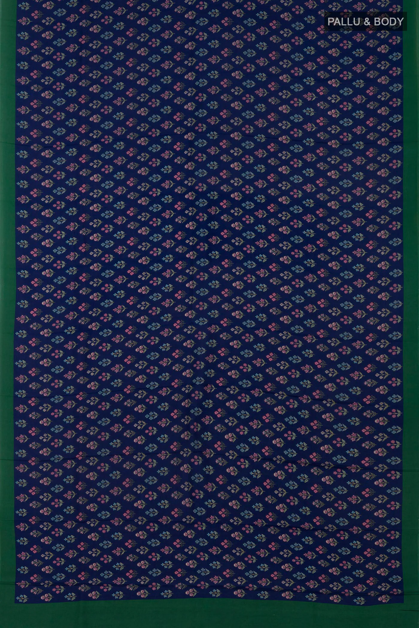 Blue Printed Silk Saree - Image 5