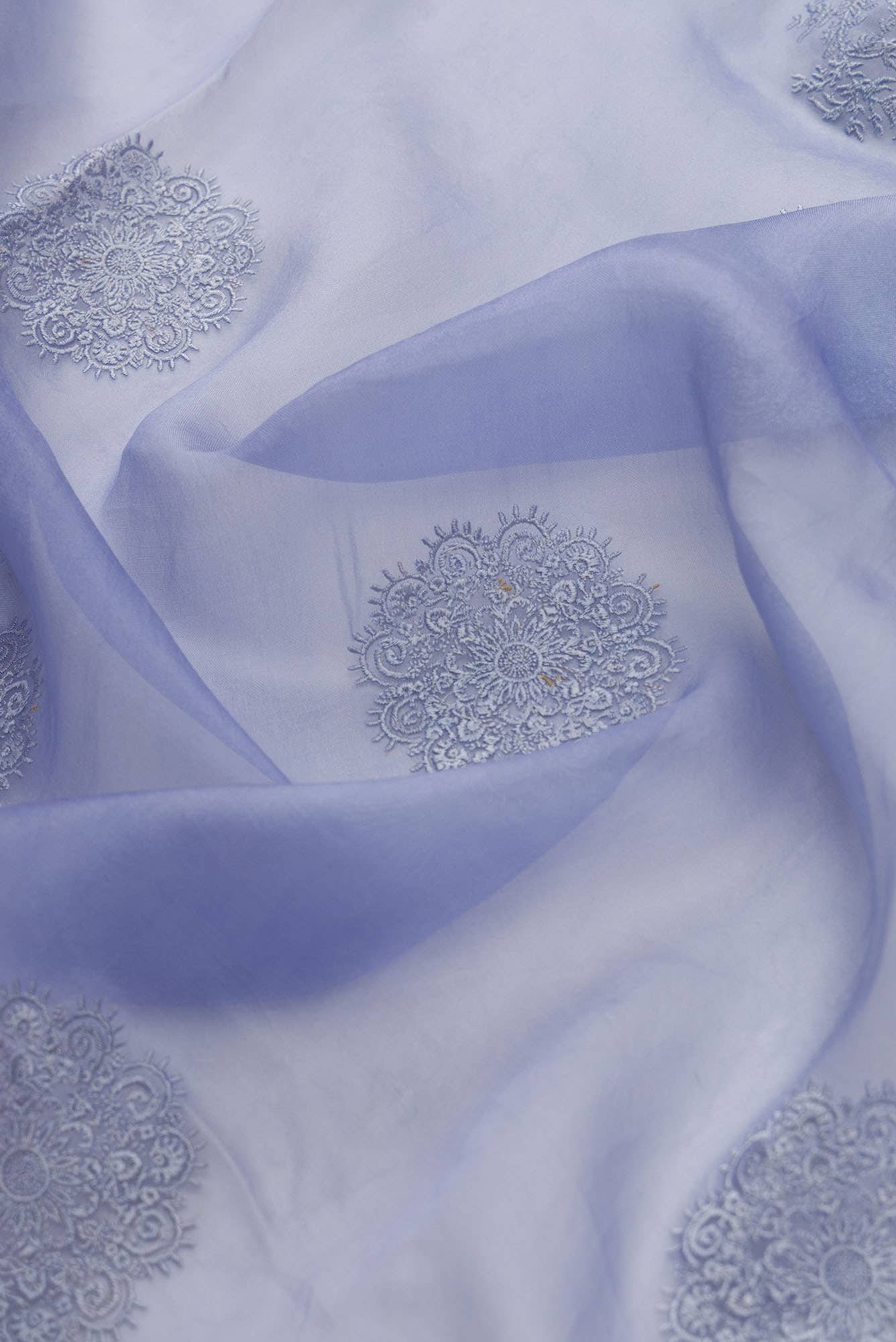Garden of Eden Blue floral design saree from Embroidered Romance Collection by Nalli - Image 5