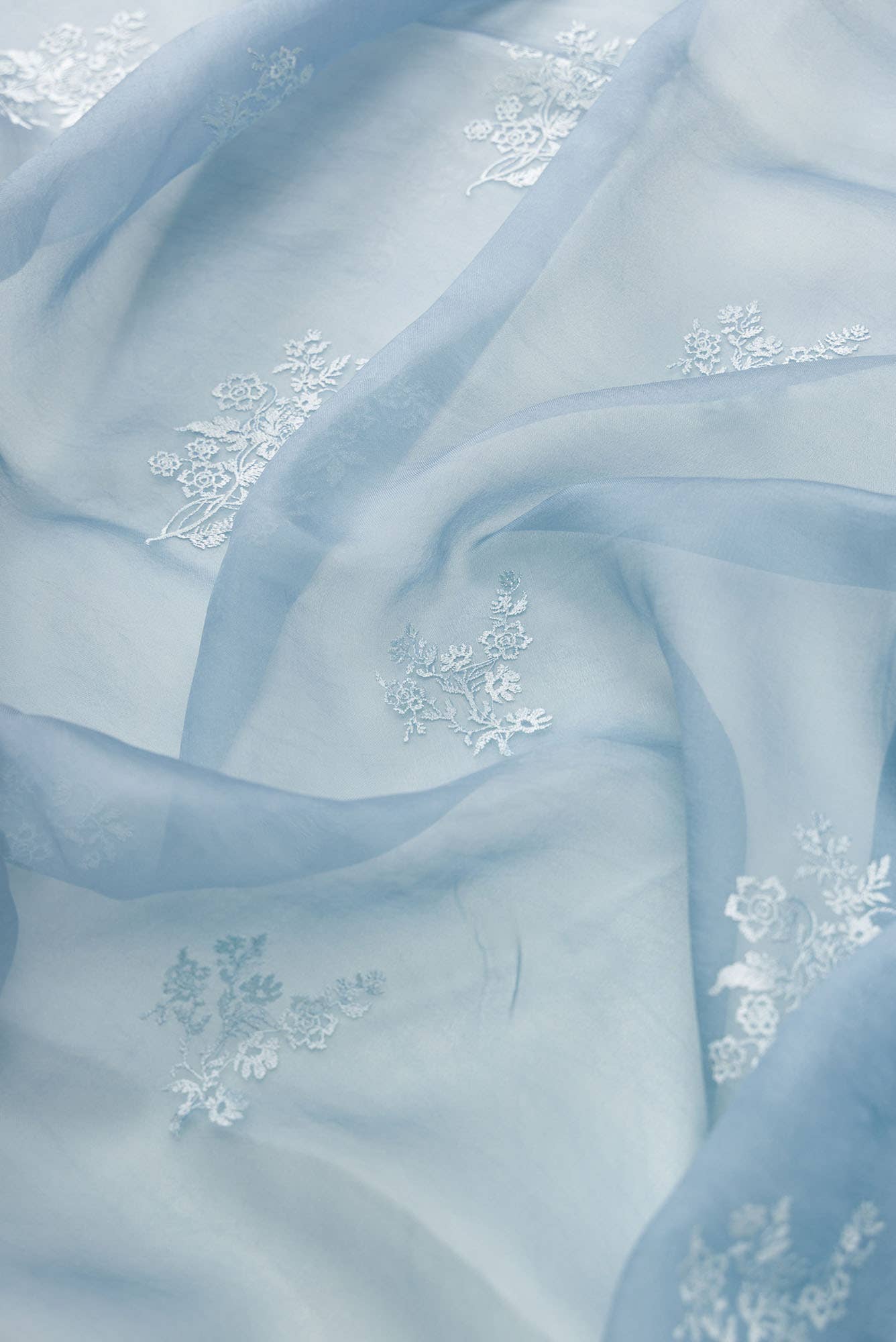 Peonia Blue floral design saree from Embroidered Romance Collection by Nalli - Image 5