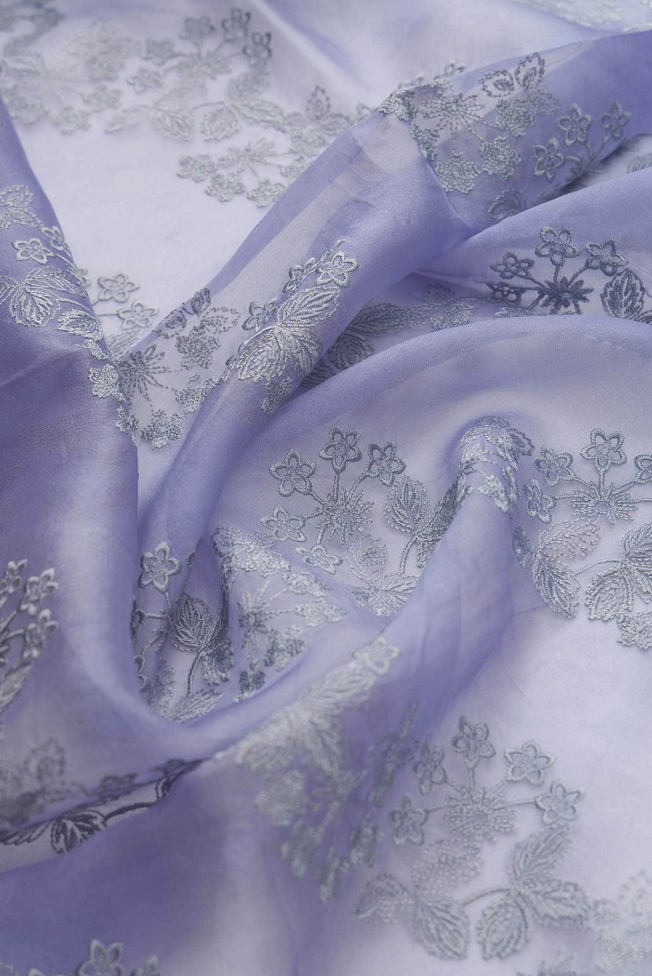 Bella Blue floral design saree from Embroidered Romance Collection by Nalli - Image 5