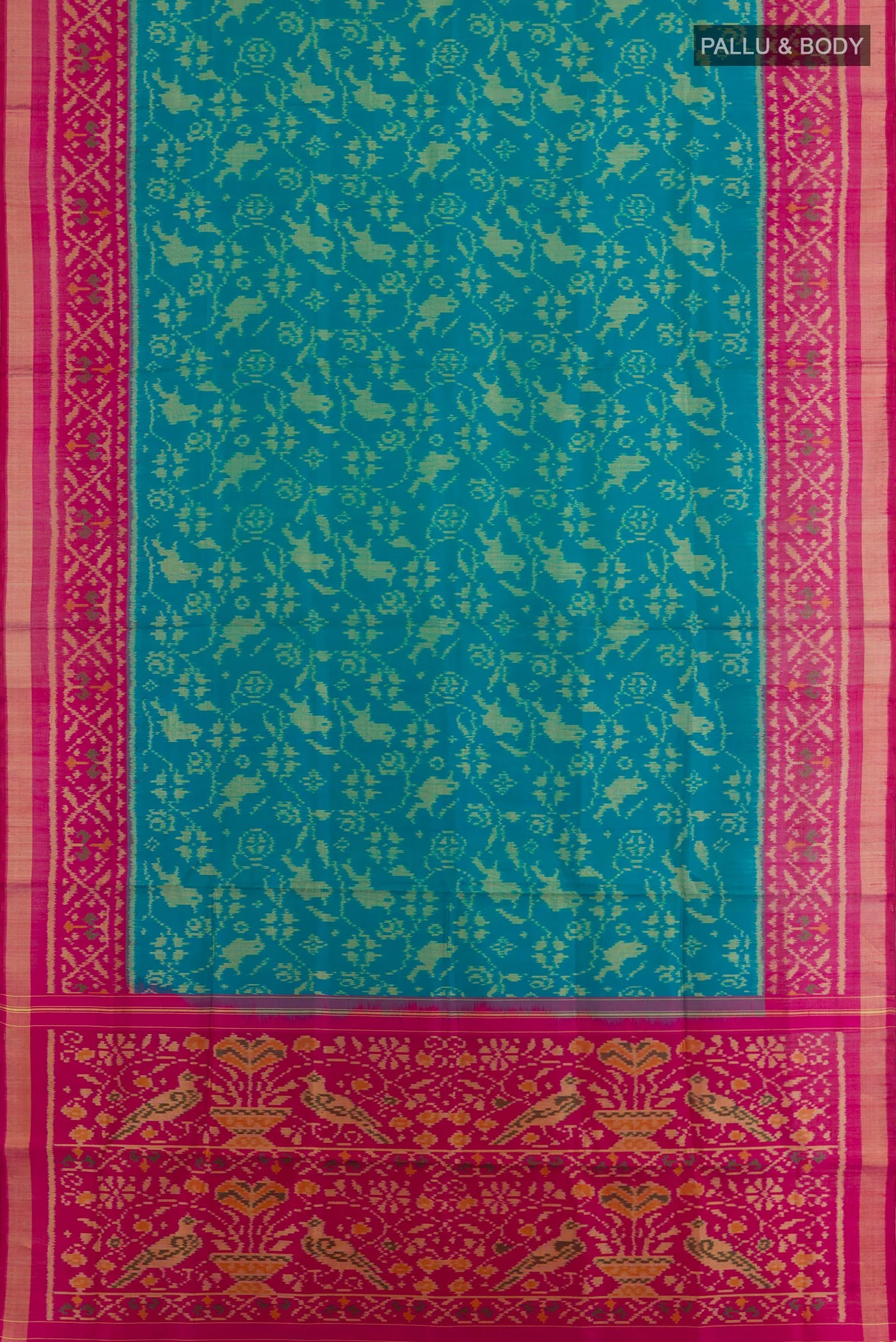 Blue Rajkot Patola Silk Saree - Image 3