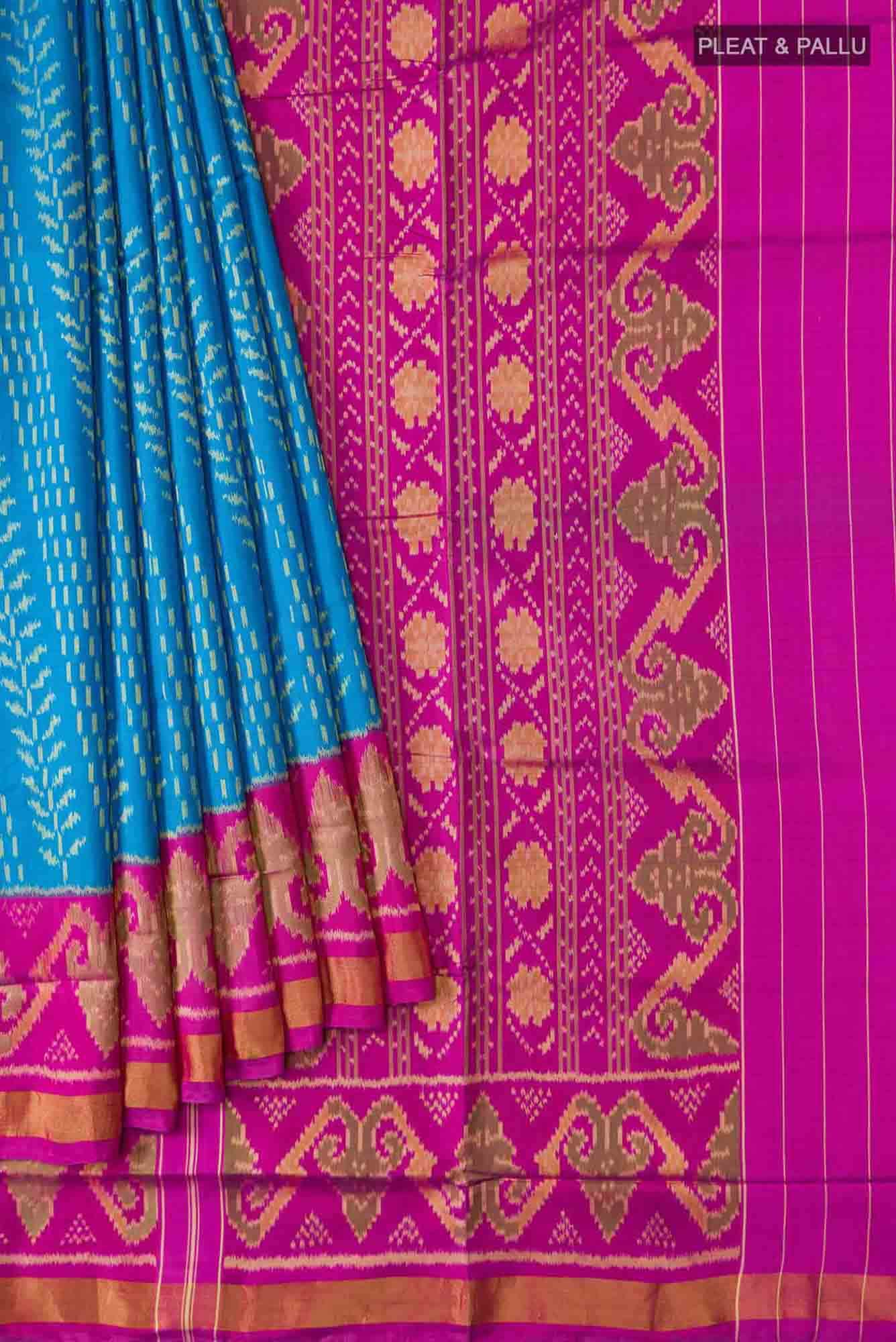Blue Rajkot Patola Silk Saree - Image 2