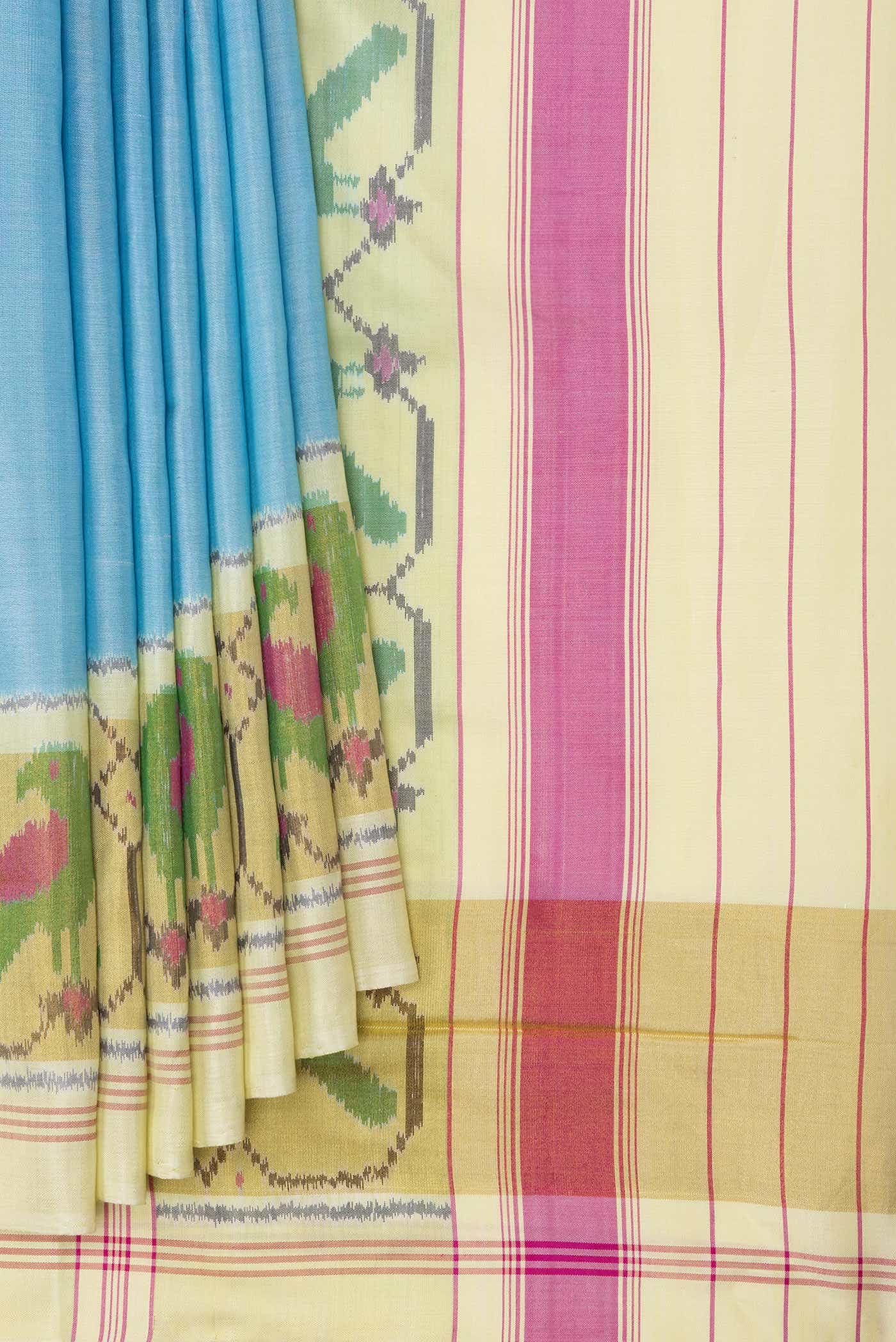 Blue Rajkot Patola Silk Saree - Image 2