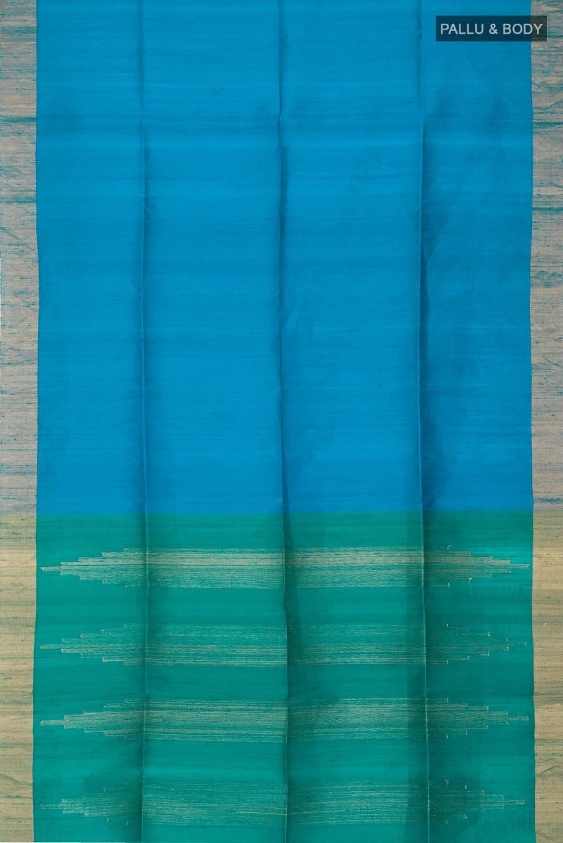 Blue Raw Silk Saree - Image 2