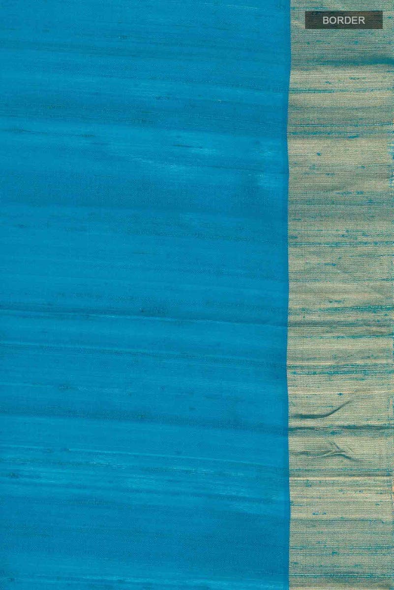 Blue Raw Silk Saree - Image 3