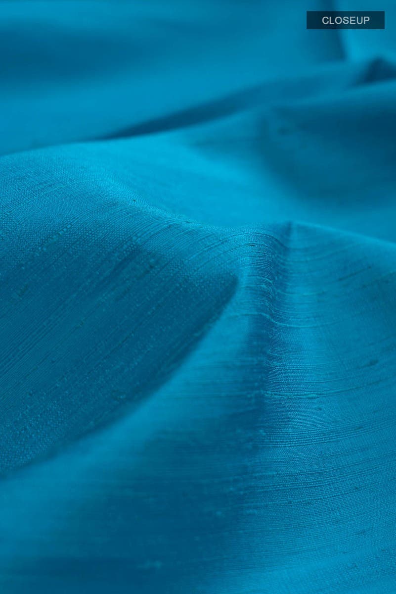 Blue Raw Silk Saree - Image 4