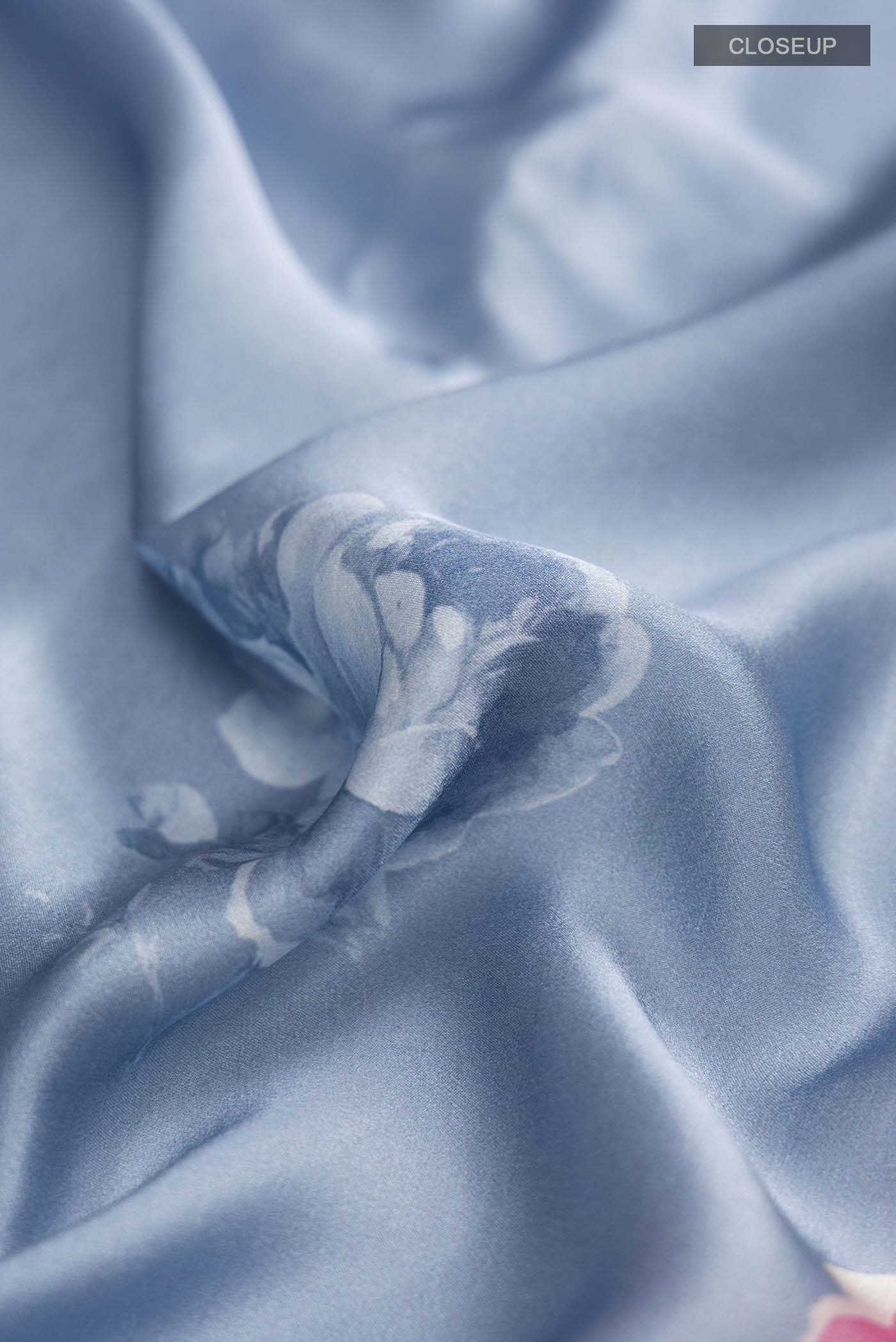 Blue Satin Crepe Saree - Image 2