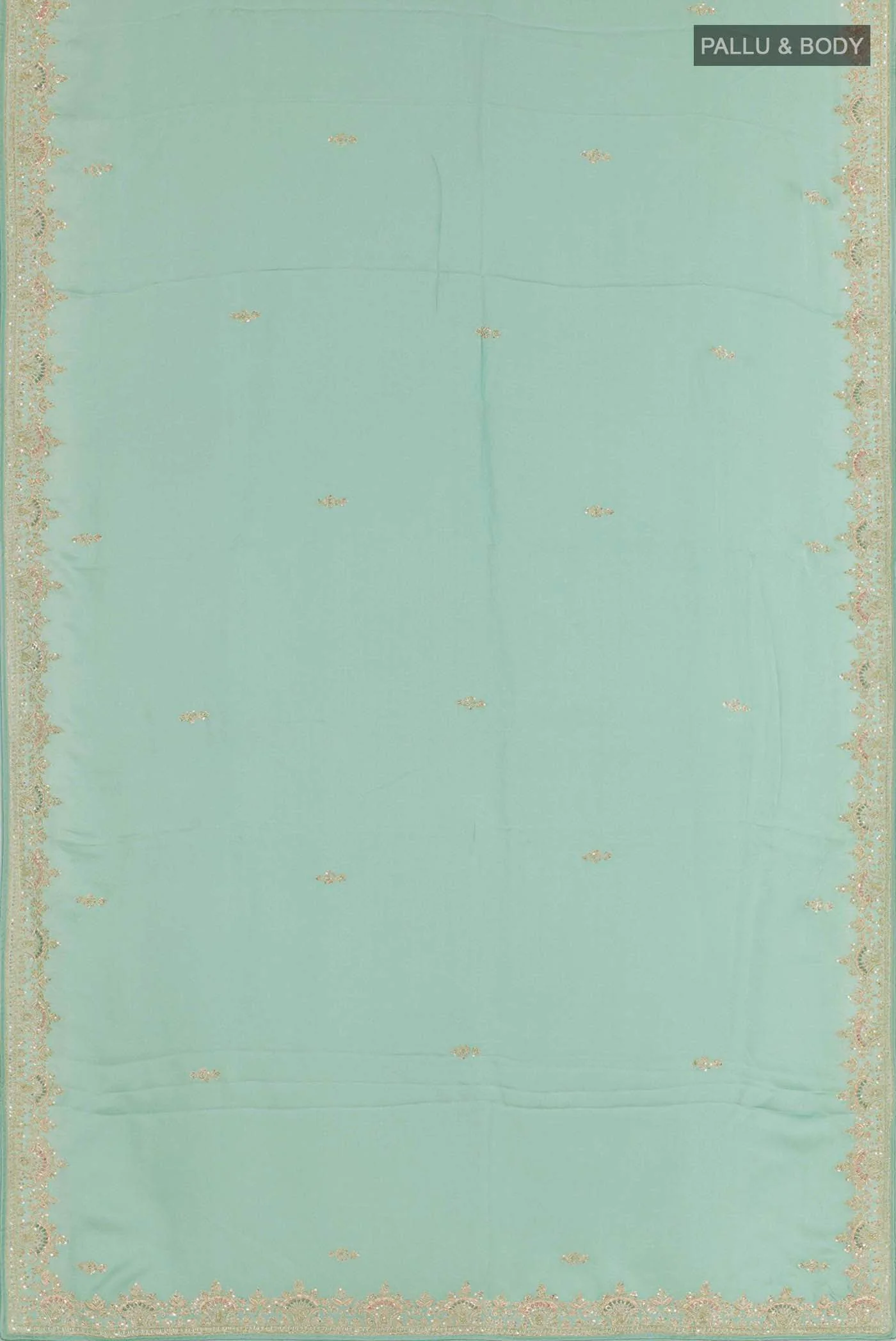 Blue Satin Crepe Saree - Image 3