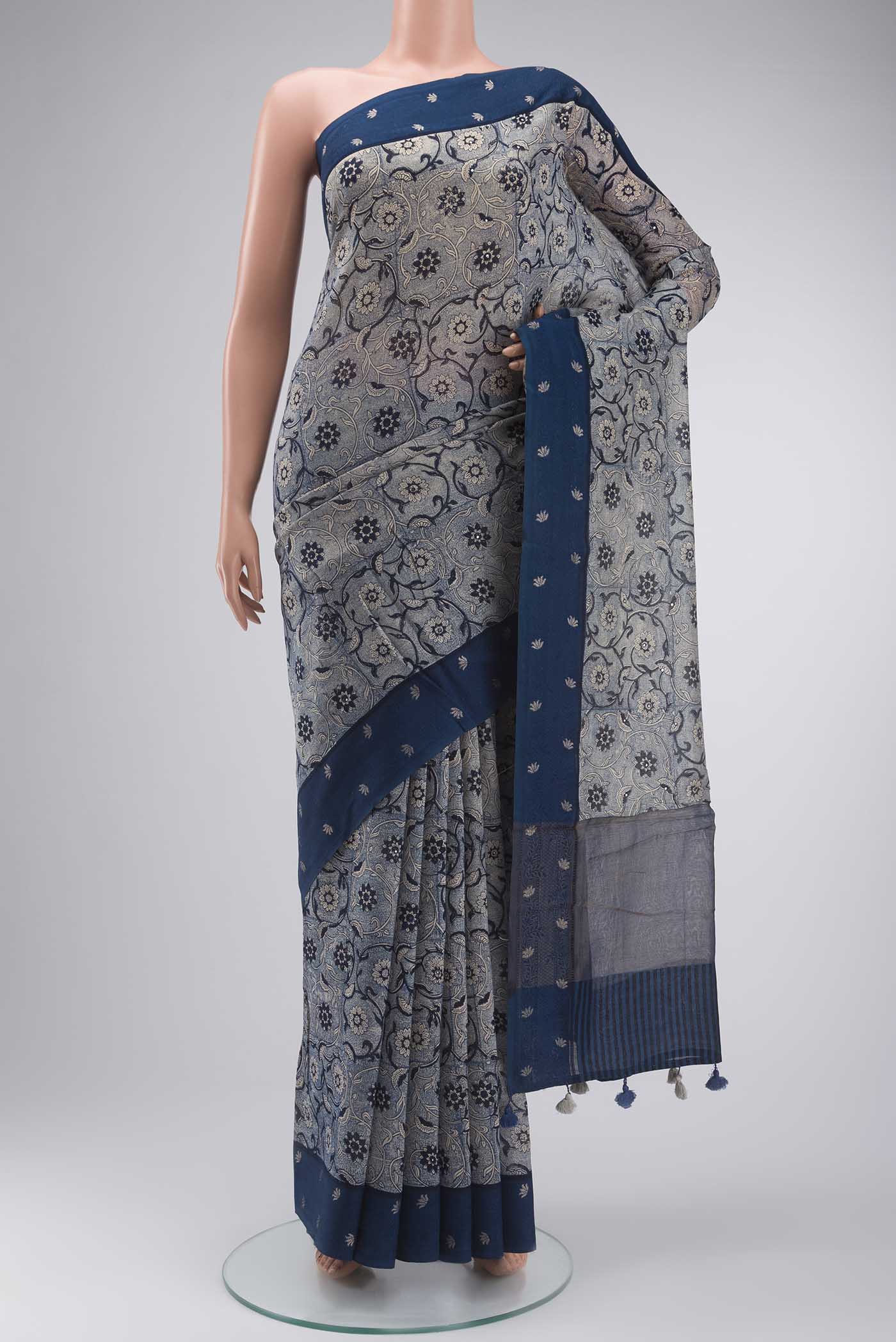Blue Silk Cotton Saree