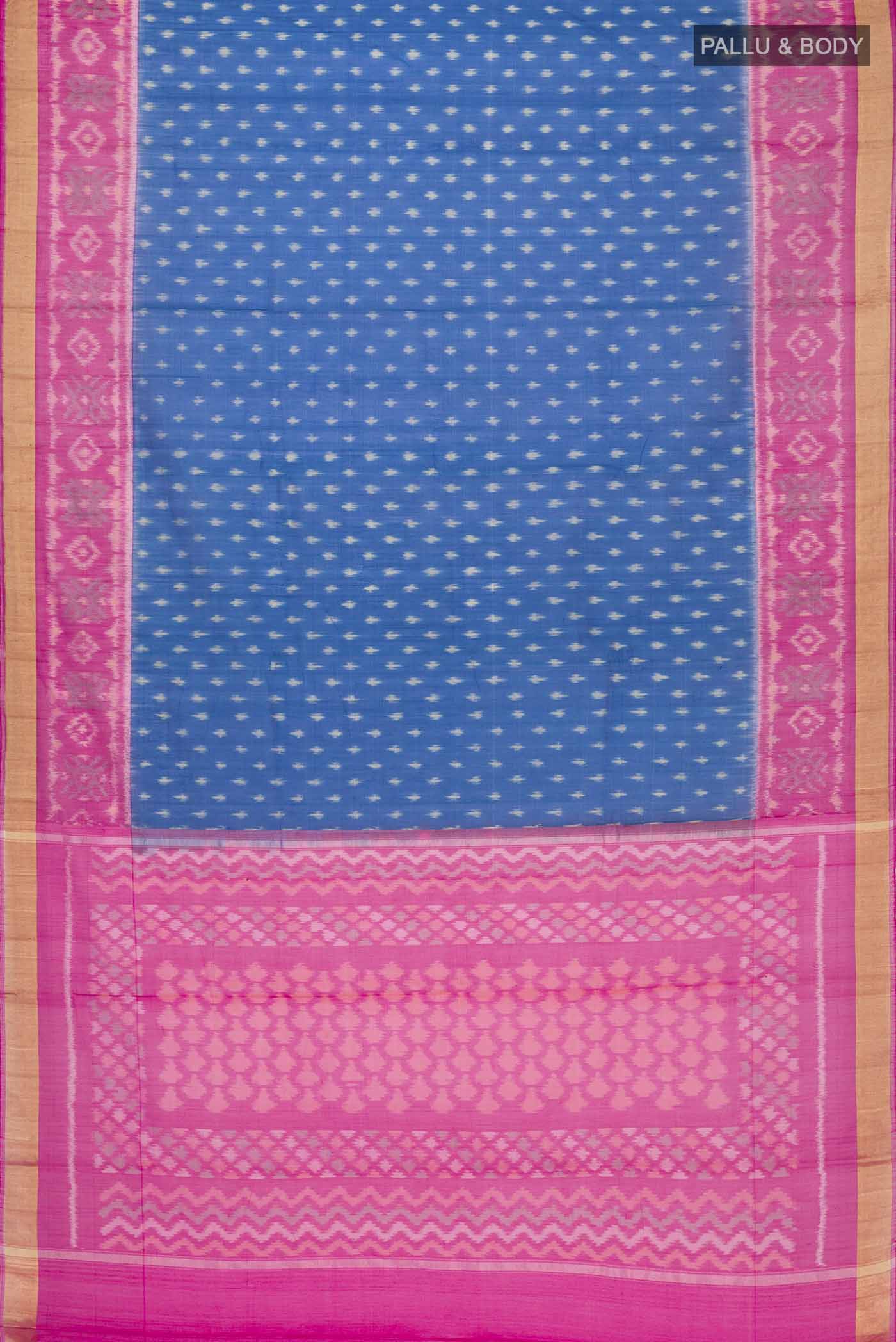 Blue Silk Cotton Saree - Image 3
