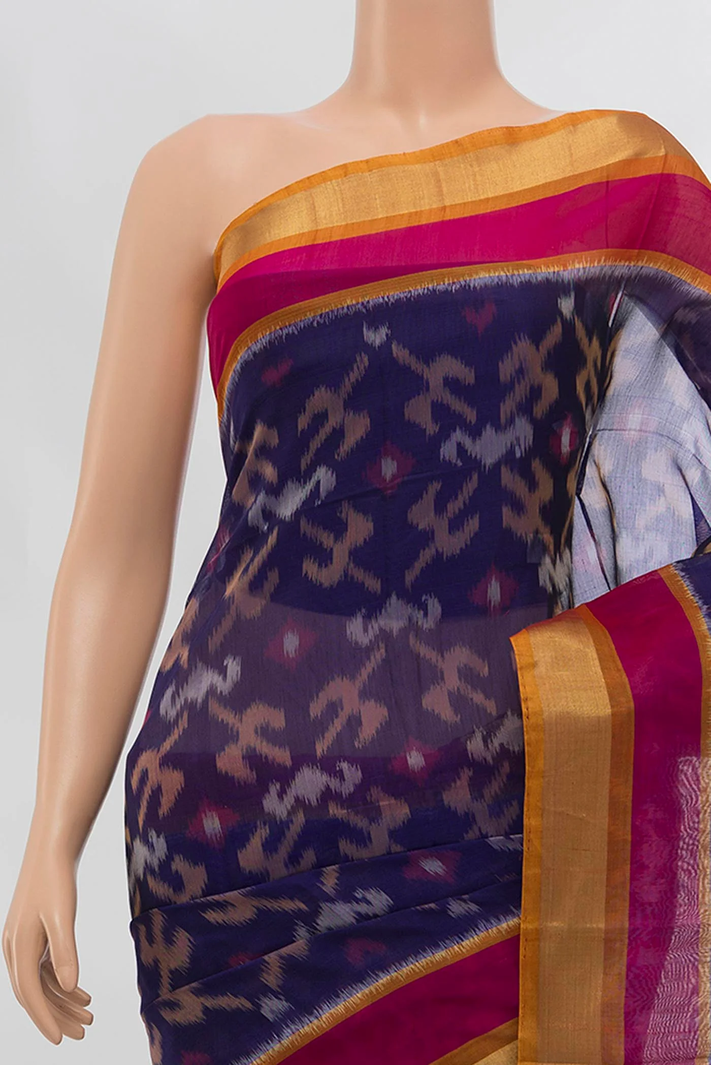Blue Silk Cotton Saree - Image 2